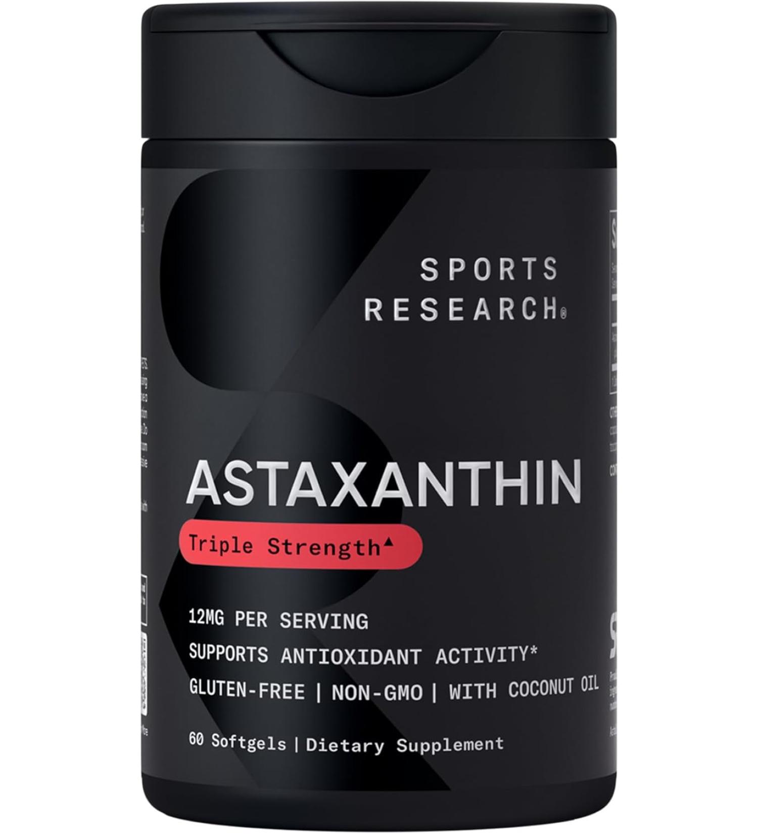 Buy Sports Research Astaxanthin Triple Strength 12 mg - 60 Softgels for Optimal Health - Buy Online on GoSupps.com