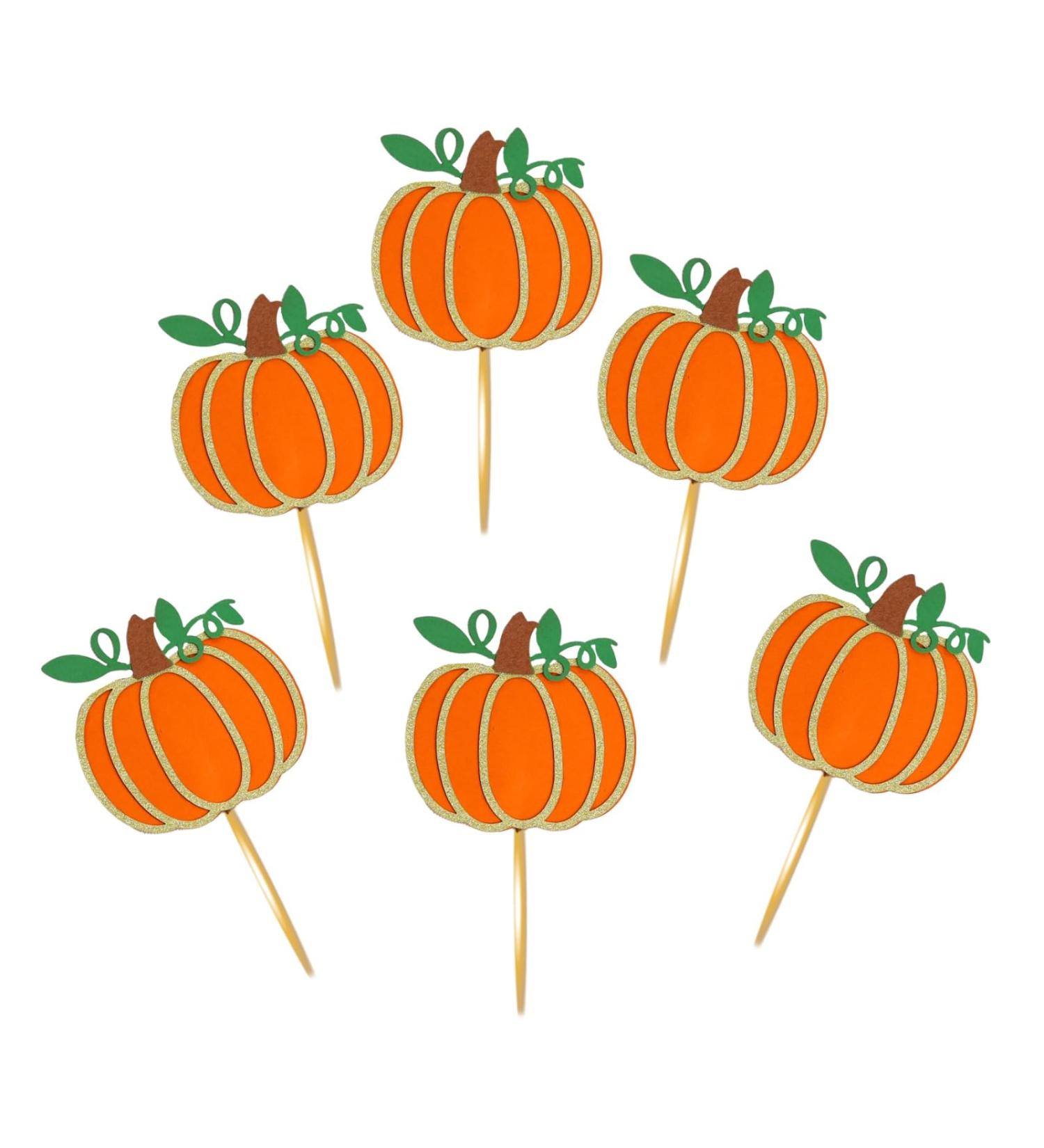 Confetti! Pumpkin Cupcake Toppers Fall Party Theme Pumpkin Birthday Thanksgiving Halloween Decorations Party Cake Decorations Supplies - Buy Online on GoSupps.com