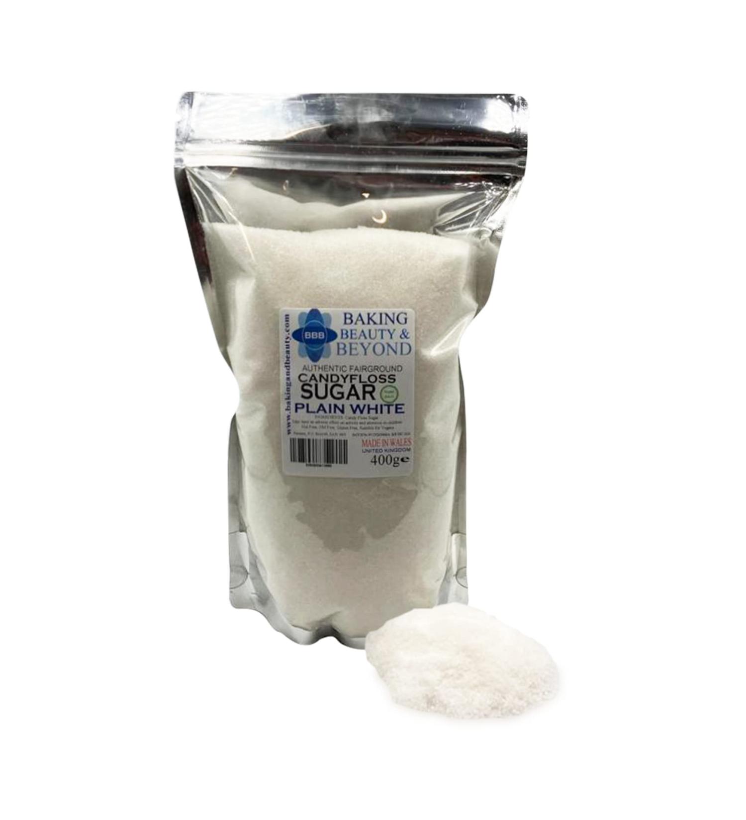 Baking Beauty and Beyond Premium Floss Sugar for Cotton Candy - 400g Plain White Floss Sugar with Natural Ingredients for All Occasions - Buy Online on GoSupps.com