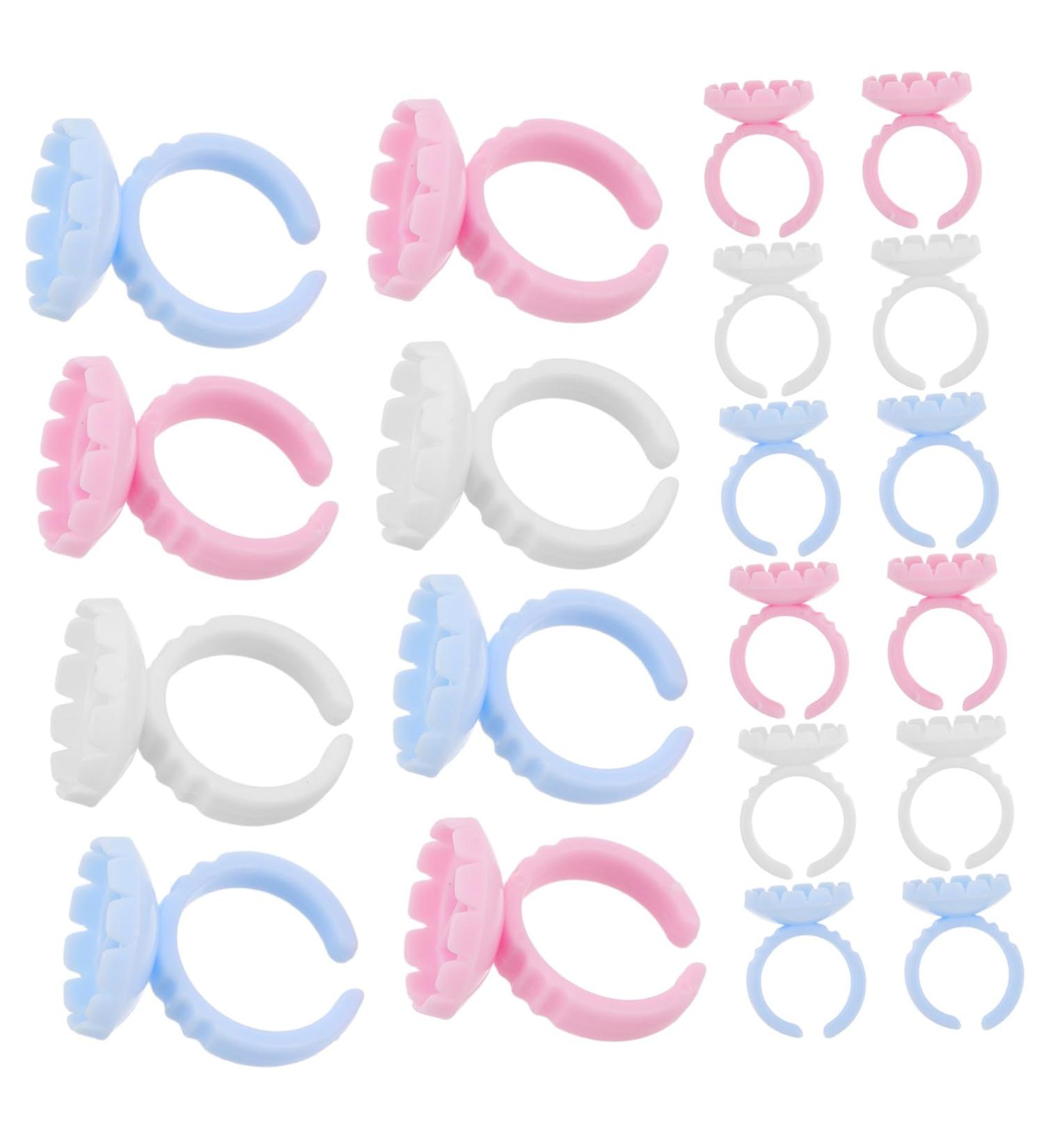 Healvian Healvian 300 Piece Eyelash Extension Glue Holder Rings in Blue White Pink Durable Compact for Professional Use in Lash Studios Training - Buy Online on GoSupps.com