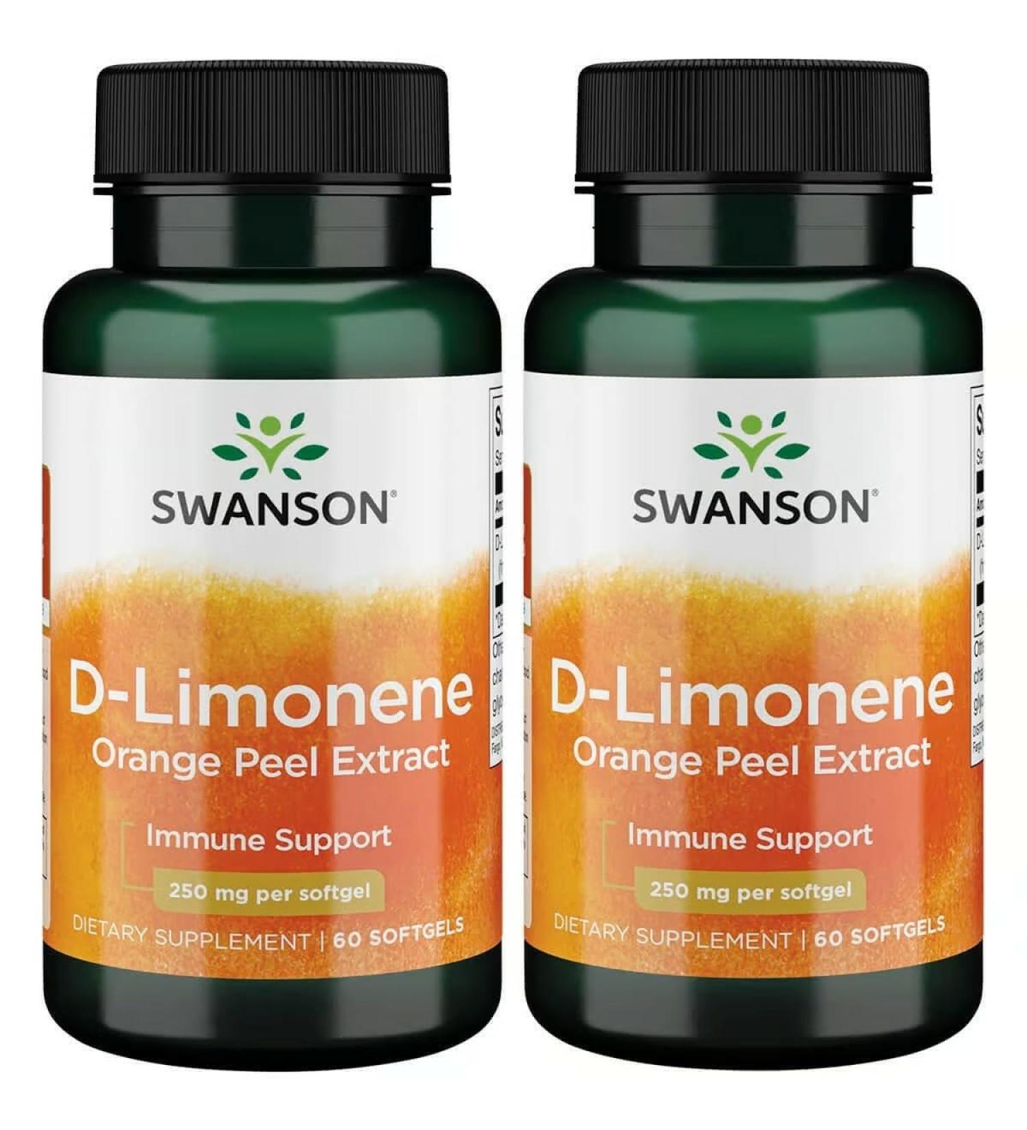 Swanson D-Limonene - Orange Peel Extract Supplement Promoting Cellular Health - High Potency Formula Supporting Health Defense - (60 Capsules, 250mg Each) (2 Pack) 60 Count (Pack of 2) - Buy Online on GoSupps.com