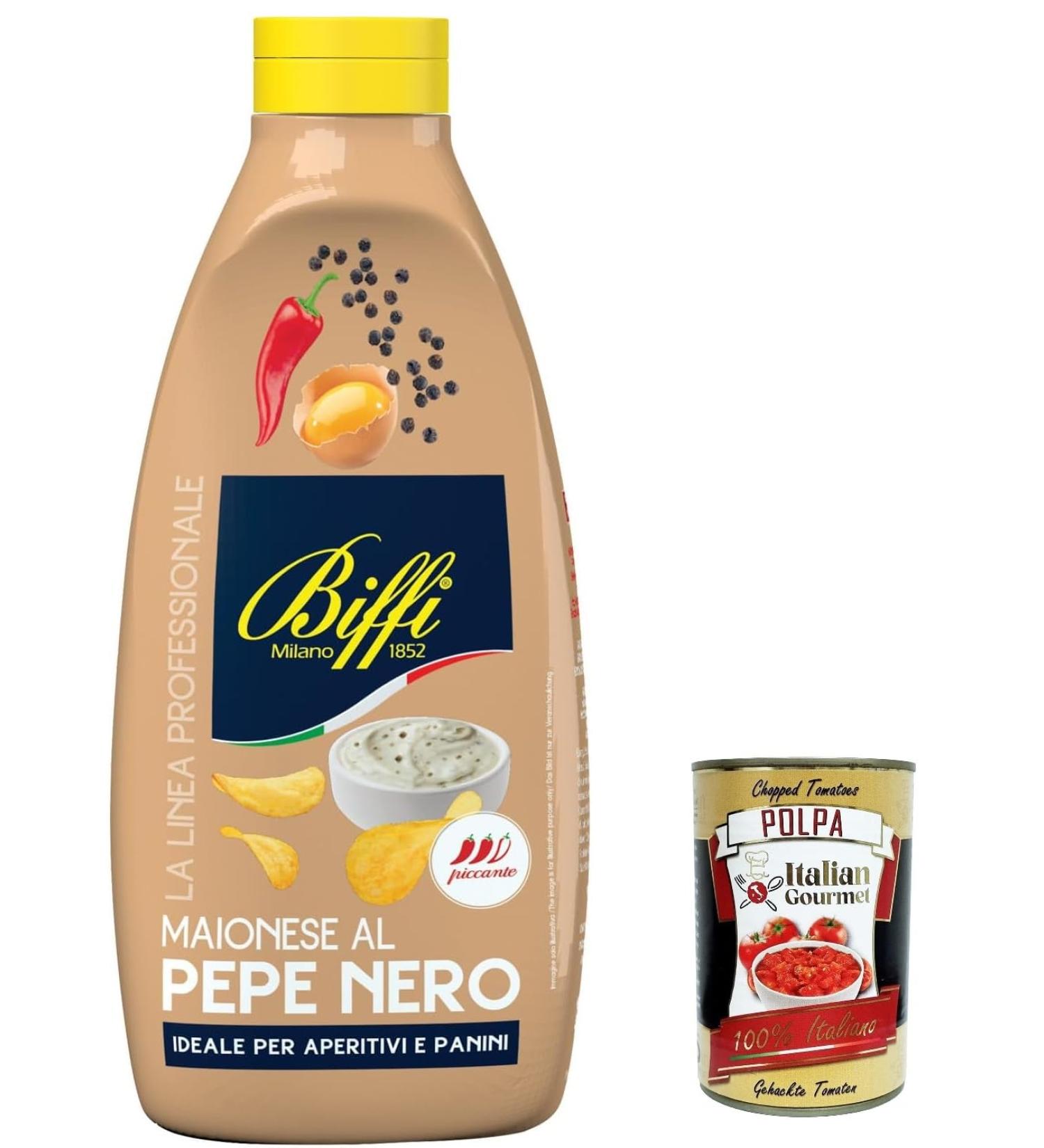  Italian Gourmet E.R. Biffi professional line Black Pepper Mayonnaise poivre noir mayonnaise mayonnaise sauce squeeze 900 g + 400 g gourmet Italian pulp - Buy Online on GoSupps.com
