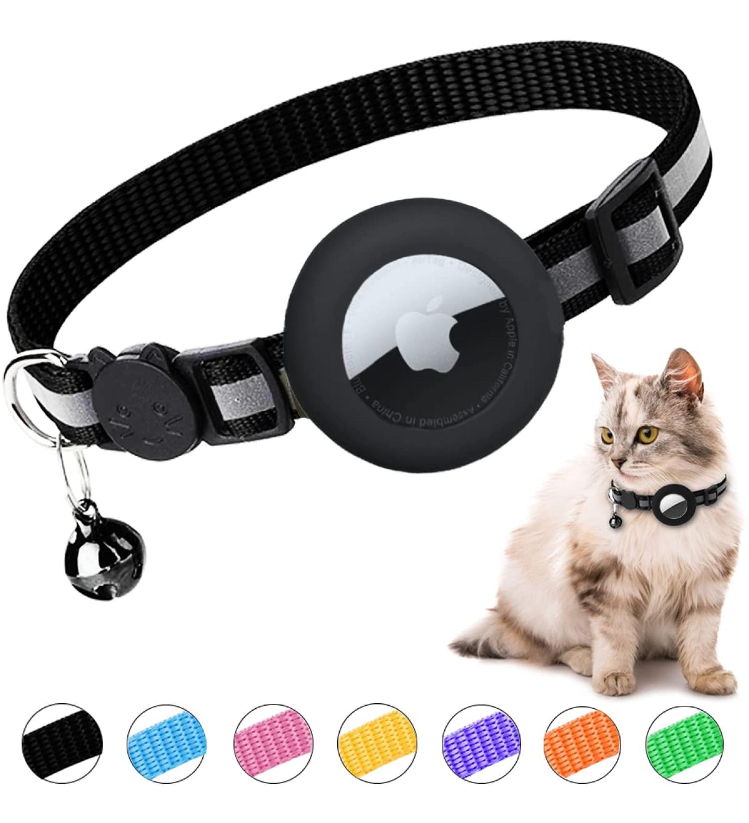 Smpili Airtag Cat Collar | Reflective Kitten Collar with Breakaway Feature | 0.4 Width | Black - Buy Online on GoSupps.com