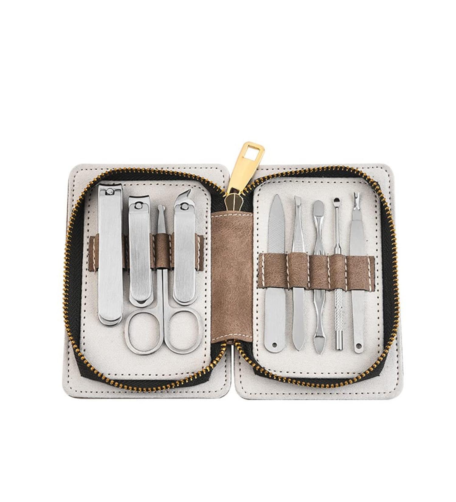 Manicure Kit 9 Pieces of Nail Clippers Nail Clippers and Tweezers Set Personal Care Tool Zipper Bag Suitable for Indoor and Outdoor Travel Portable Use Nail Clippers Kit - Buy Online on GoSupps.com