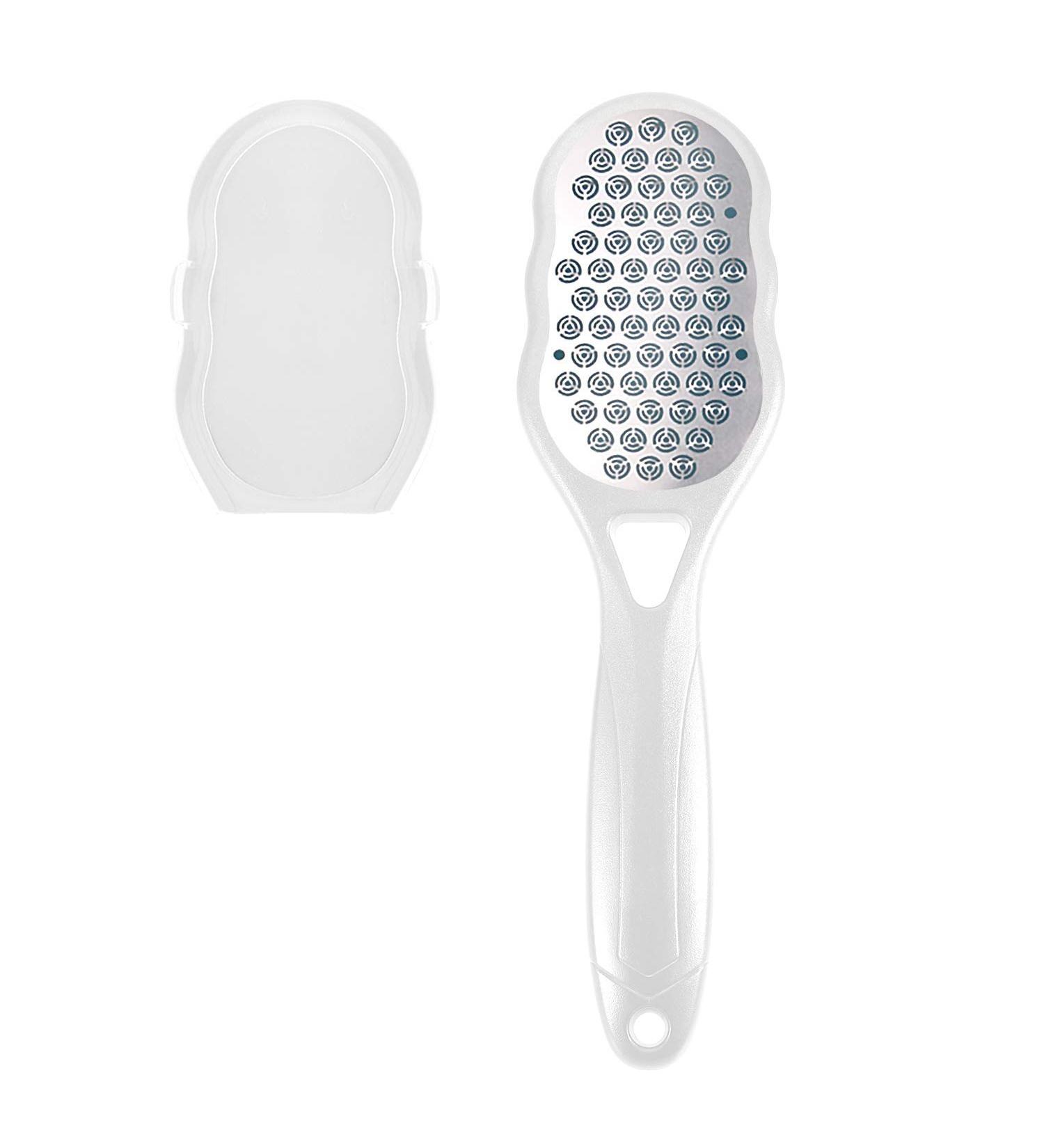 Stainless Steel Foot Rasp & Skin Remover with Dander Container - Premium Feet Care for Callus, Dry/Wet Heel - White - Buy Online on GoSupps.com