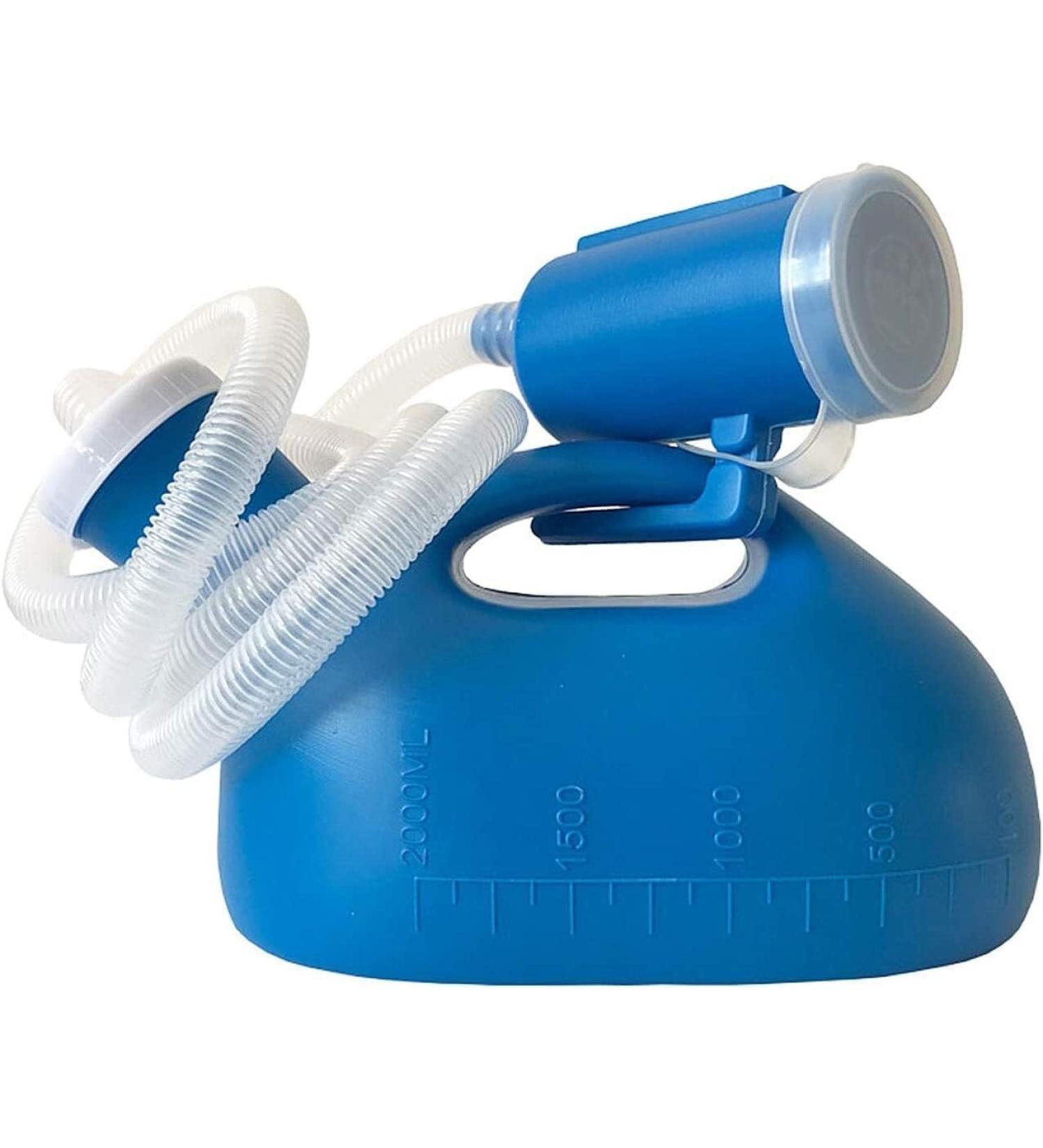 Male Urinal Men's Bed Urinal Potty Pee Bottle 2000ML Collector with 1.6M Tube for Male Elderly People Blue - Buy Online on GoSupps.com
