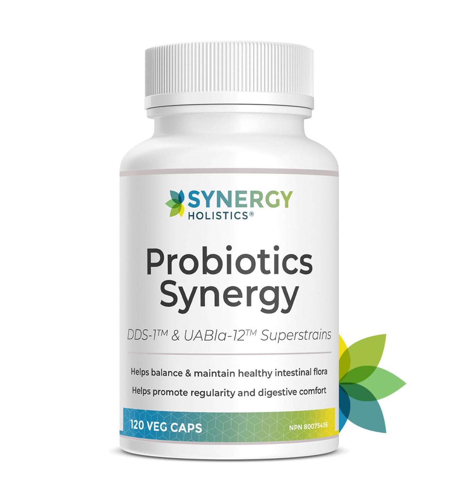 Synergy Holistics | Probiotics Synergy - Supports Digestion Bloating & IBS Relief - Clinically Validated DDS1 Lactobacillus Acidophilus & UABla-12 Probiotic Supplement Superstrains - No Refrigeration - 2 Veg Caps Daily - 120 Capsules - Buy Online on GoSupps.com