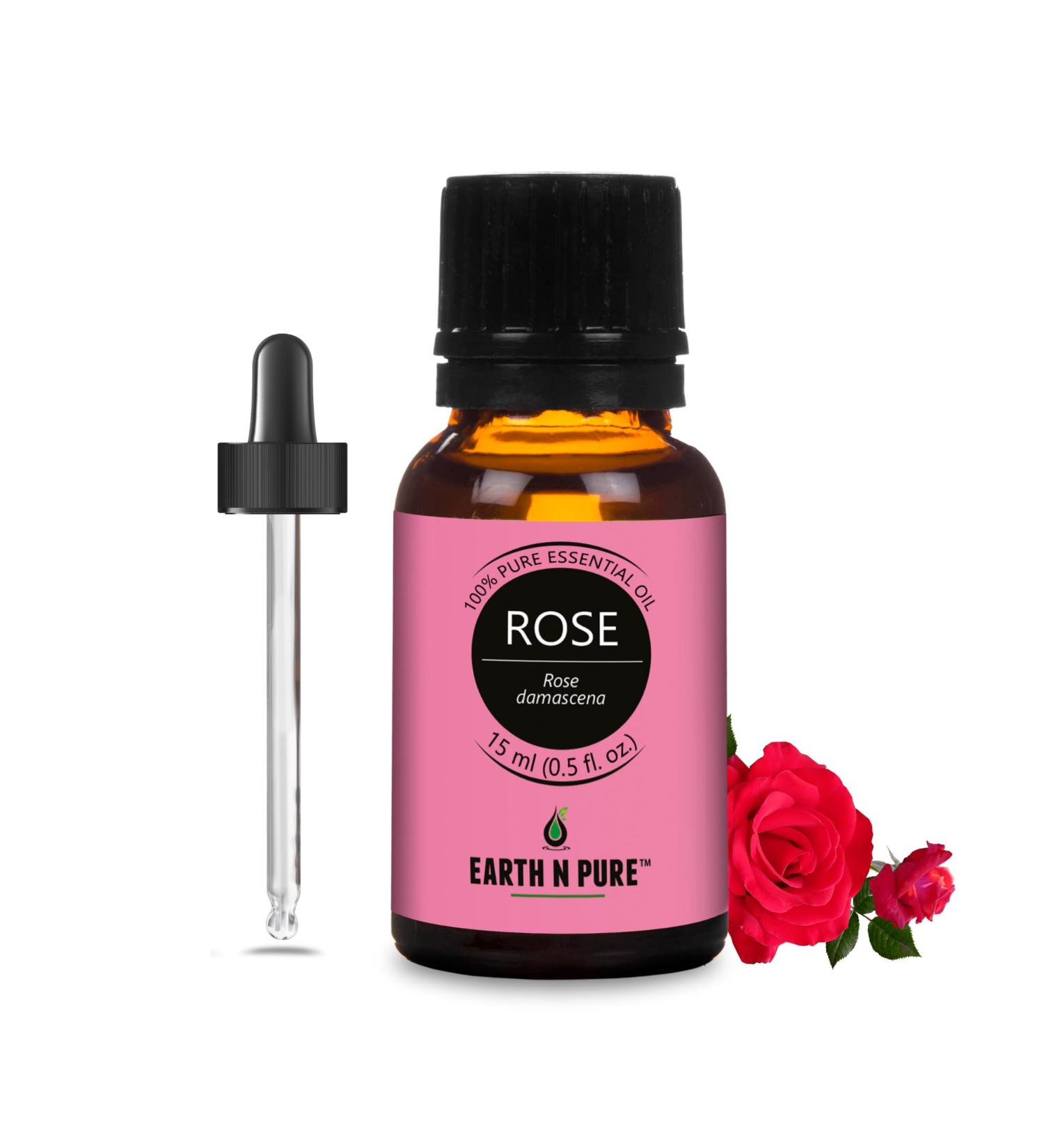 Earth N Pure Rose (Gulab Oil) Essential Oil Natural and Therapeutic Grade with Glass Dropper 15 ml - Buy Online on GoSupps.com