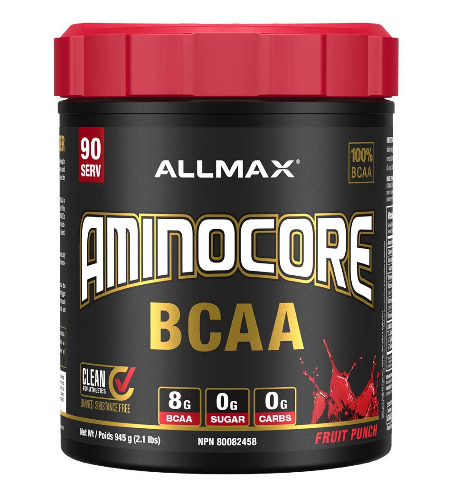 ALLMAX Nutrition - Aminocore BCAA - 8g BCAAs - 100% Pure Branch Chained Amino Acids - Gluten Free - Fruit Punch - 945 Gram Fruit Punch 90 Servings (Pack of 1) 8g Bcaas - Buy Online on GoSupps.com