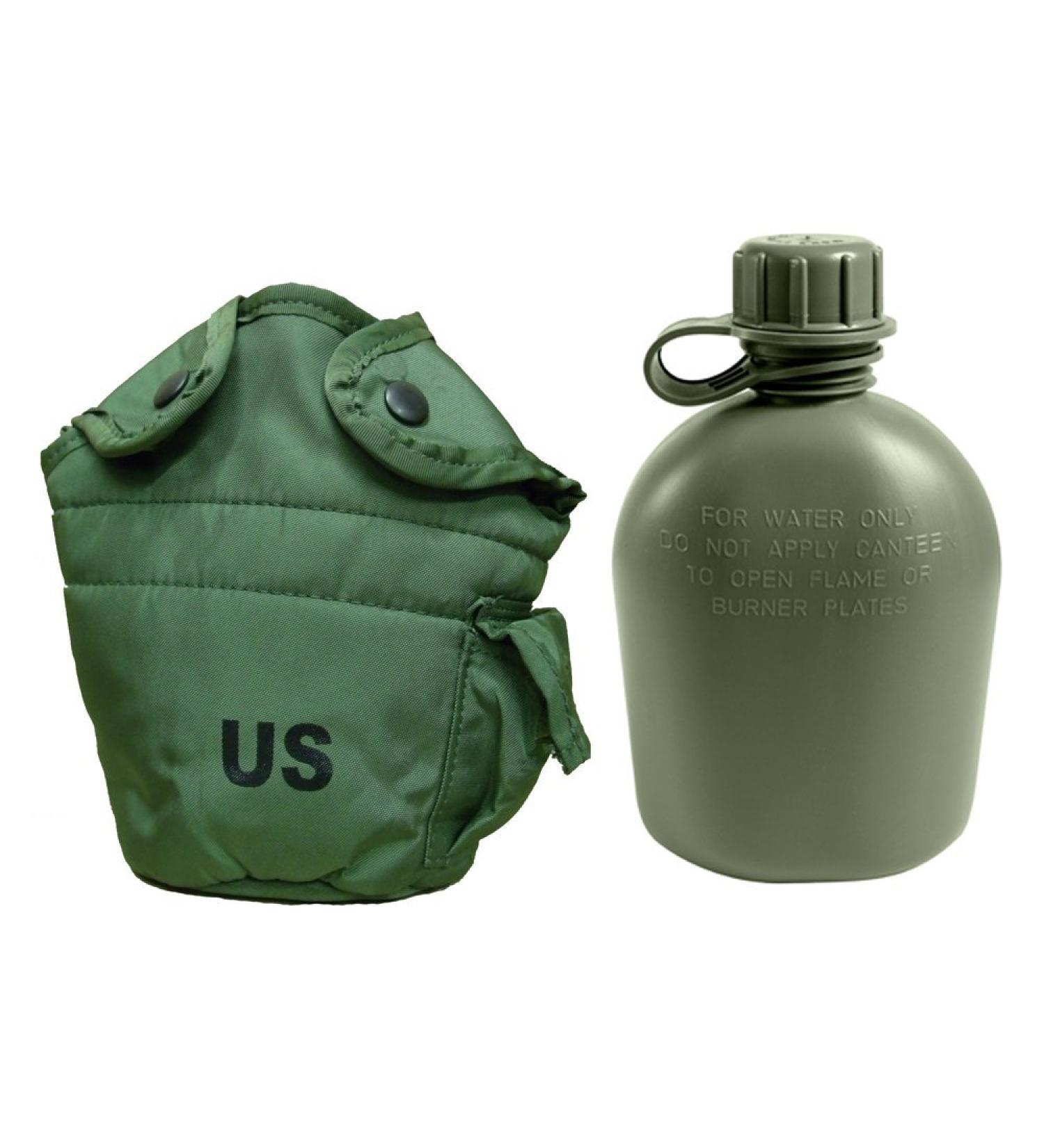 Military Outdoor Clothing Never Issued U.S. G.I. 1 Quart Canteen with Nylon Cover, Olive Drab