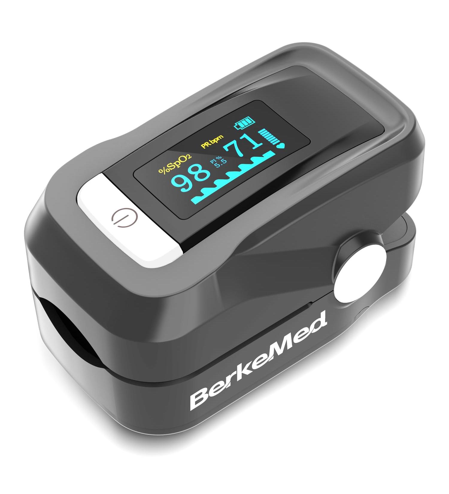 Berkemed Pulse Oximeter - Accurate Oxygen Saturation Monitor for All Ages | OLED Screen & Lanyard | Ideal for Home Family & Hospitals - Buy Online on GoSupps.com