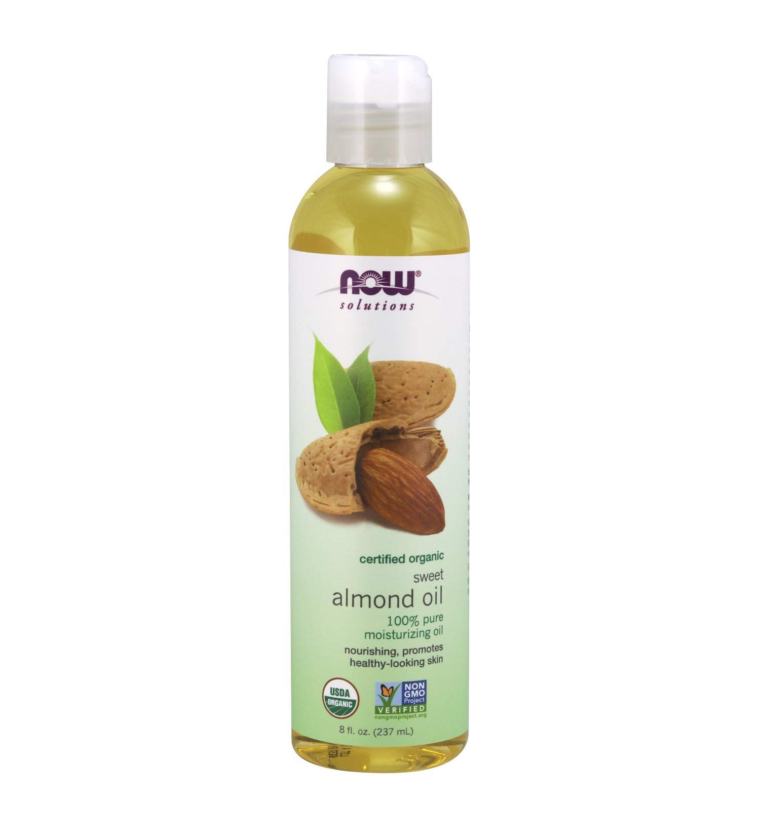 Now Foods Organic Sweet Almond Oil 8 fl oz - Cold-Pressed & Pure - Buy Online on GoSupps.com