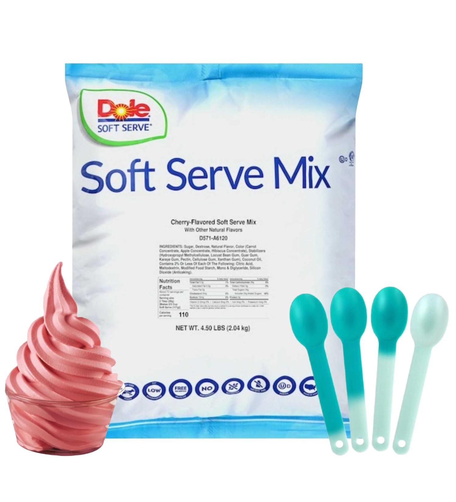 ZippySweets - Soft Serve Ice Cream Machine Mix Cherry Flavour Soft Serve Mix 4.5 Pound Bag with 4 Colour Changing Spoons - Enhance Your Ice Cream Experience! - Buy Online on GoSupps.com