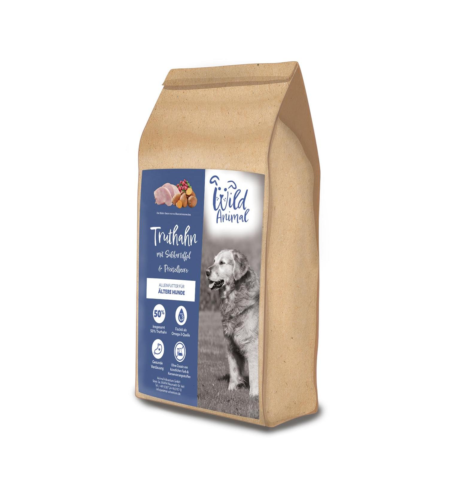 Wild Animal Senior Premium Dry Dog Food for Senior Dogs Turkey with Sweet Potato and Cranberry Grain Free Pack of 1 (1 x 6 kg) - Buy Online on GoSupps.com
