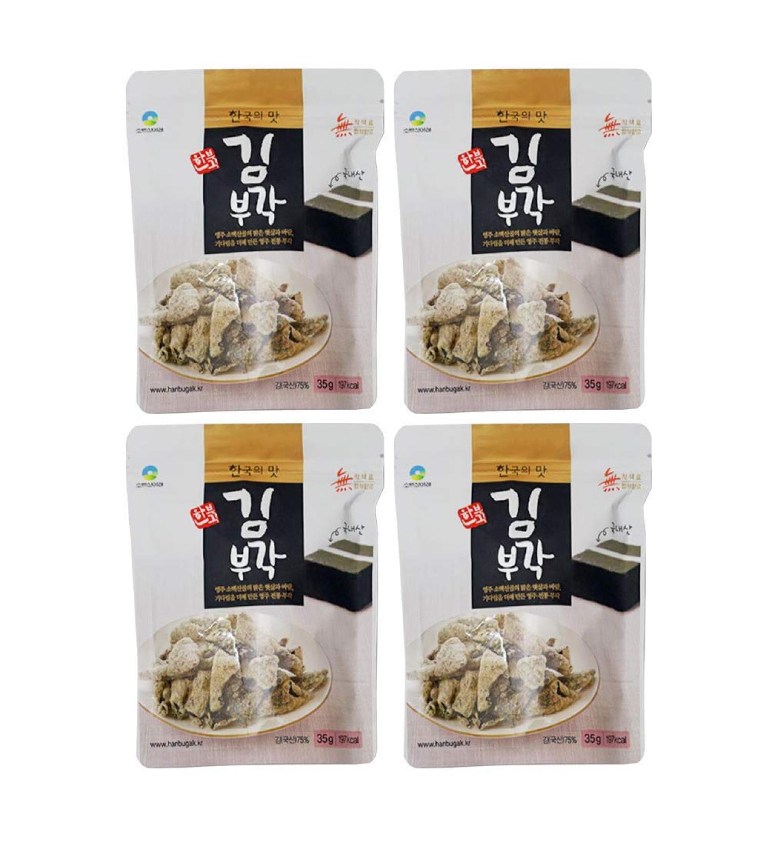 Korean Premium Bugak Nori Seaweed Laver Snack Chips 1.23oz (Pack of 4) - Buy Online on GoSupps.com