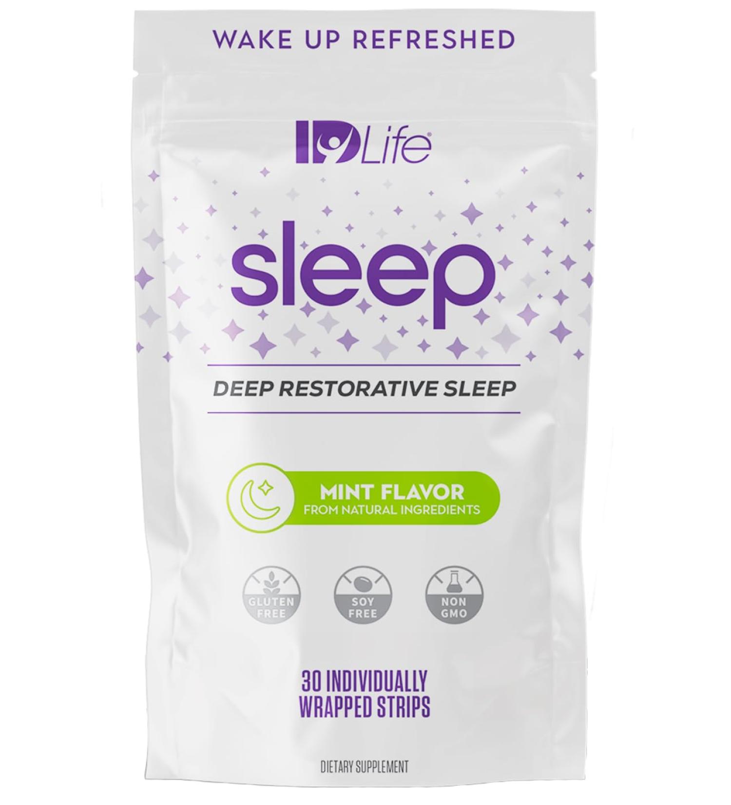 IDLife - Sleep Aid for Grown-Ups - Non-GMO - Non-Habit Forming - Gentle Blend with Melatonin, L-Theanine, and 5HTP - 30 Individually Wrapped Strips - Buy Online on GoSupps.com