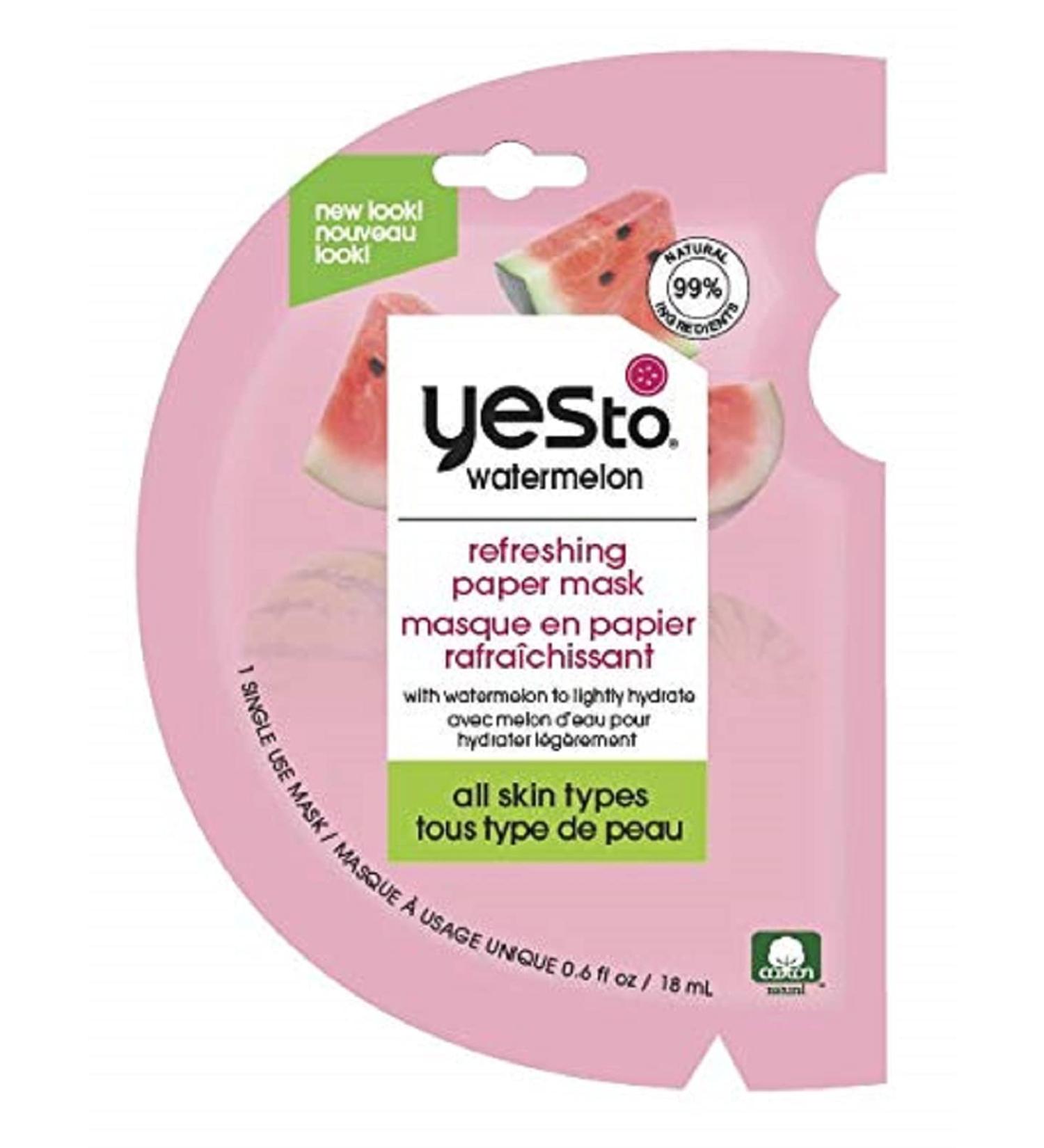 Yes To Watermelon Refreshing Paper Mask - Hydration Packed with Antioxidants - Vegan & Cruelty-Free - 1-Pack 0.6 Fl Oz - Buy Online on GoSupps.com