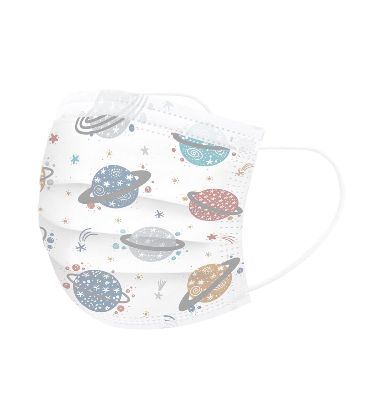 Children's Mask Disposable Face_Masks Industrial 3Ply Ear Loop Cute Printed Outdoor School Protective Breathable Face Cover White-1 50pcs - Buy Online on GoSupps.com