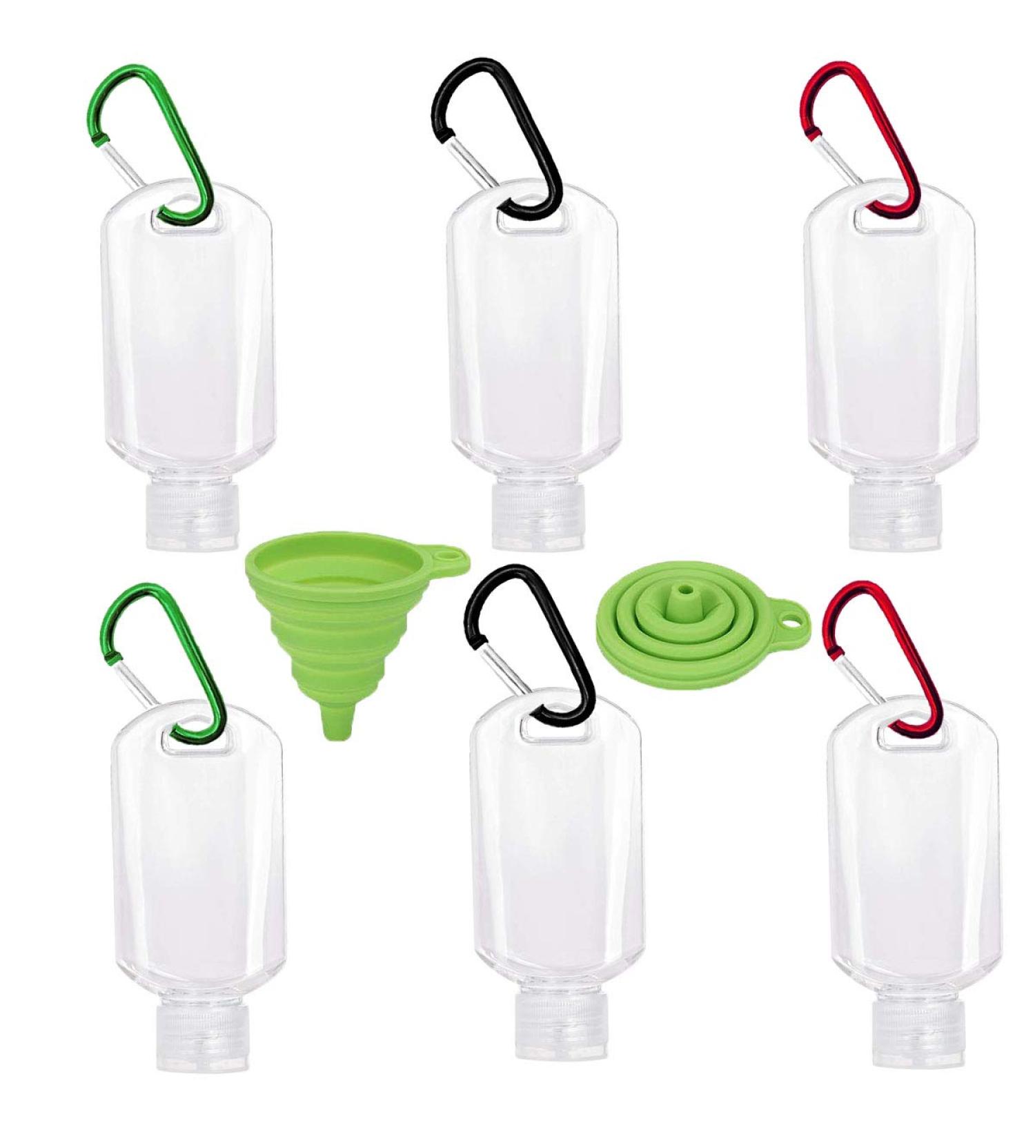 Portable Travel Bottles with Keychain 2oz/50ml - Leakproof Squeeze Bottles - 6PC Set for Hand Sanitizer, Conditioner, Body Wash - Refillable & BPA-Free - Buy Online on GoSupps.com