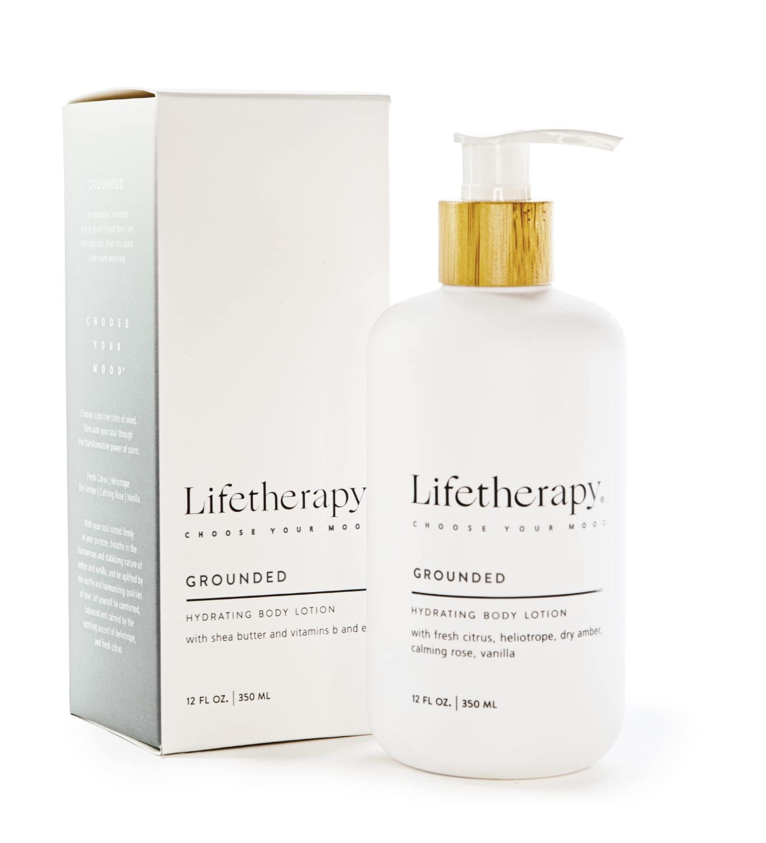 Lifetherapy Hydrating Body Lotion Grounded | Clean Skin-Loving Product| Vegan & Gluten Free | Lightweight | Thoughtfully Crafted Fragrance 12oz Grounded 12 Ounce - Buy Online on GoSupps.com