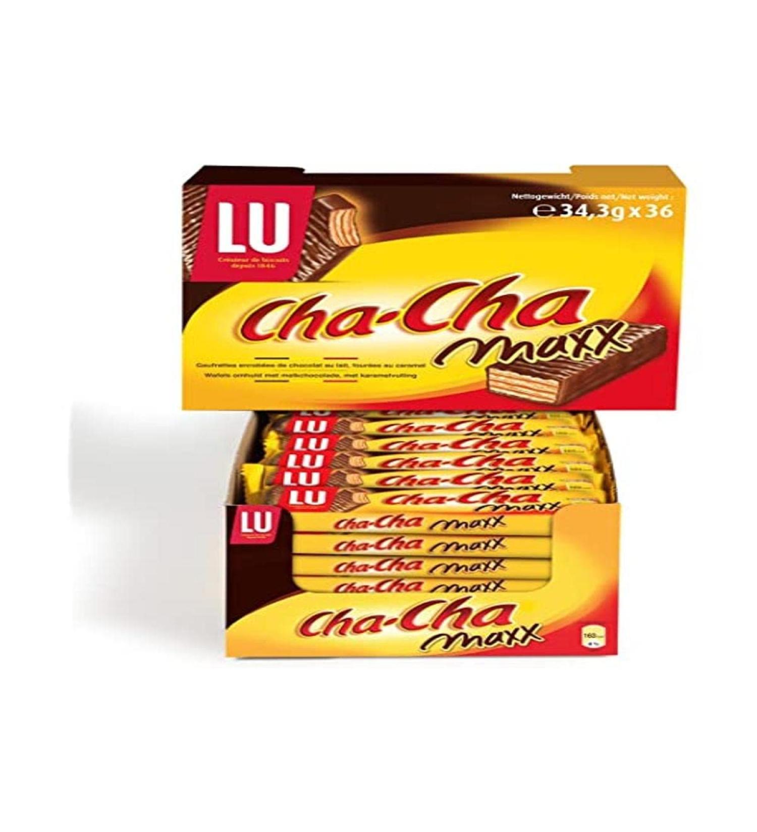  Mondelez International Cha Cha - Caramel & Milk Chocolate Wafers - Maxx Size - Display of 36 Biscuits (34 g) - Buy Online on GoSupps.com