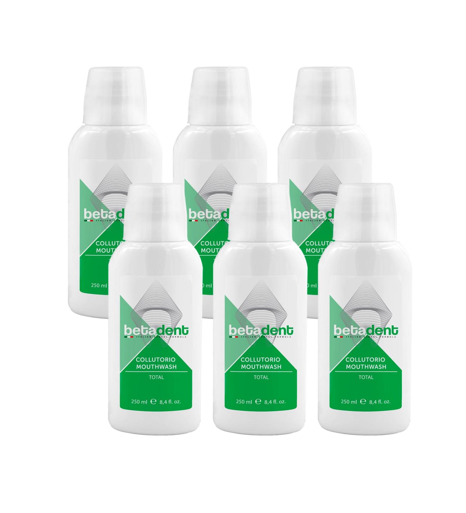 BetaDent Set of 6 Mouthwashes - Natural Solution for Plaque Tartar Cavities & Fresh Breath | 6 x 250 ml - Buy Online on GoSupps.com