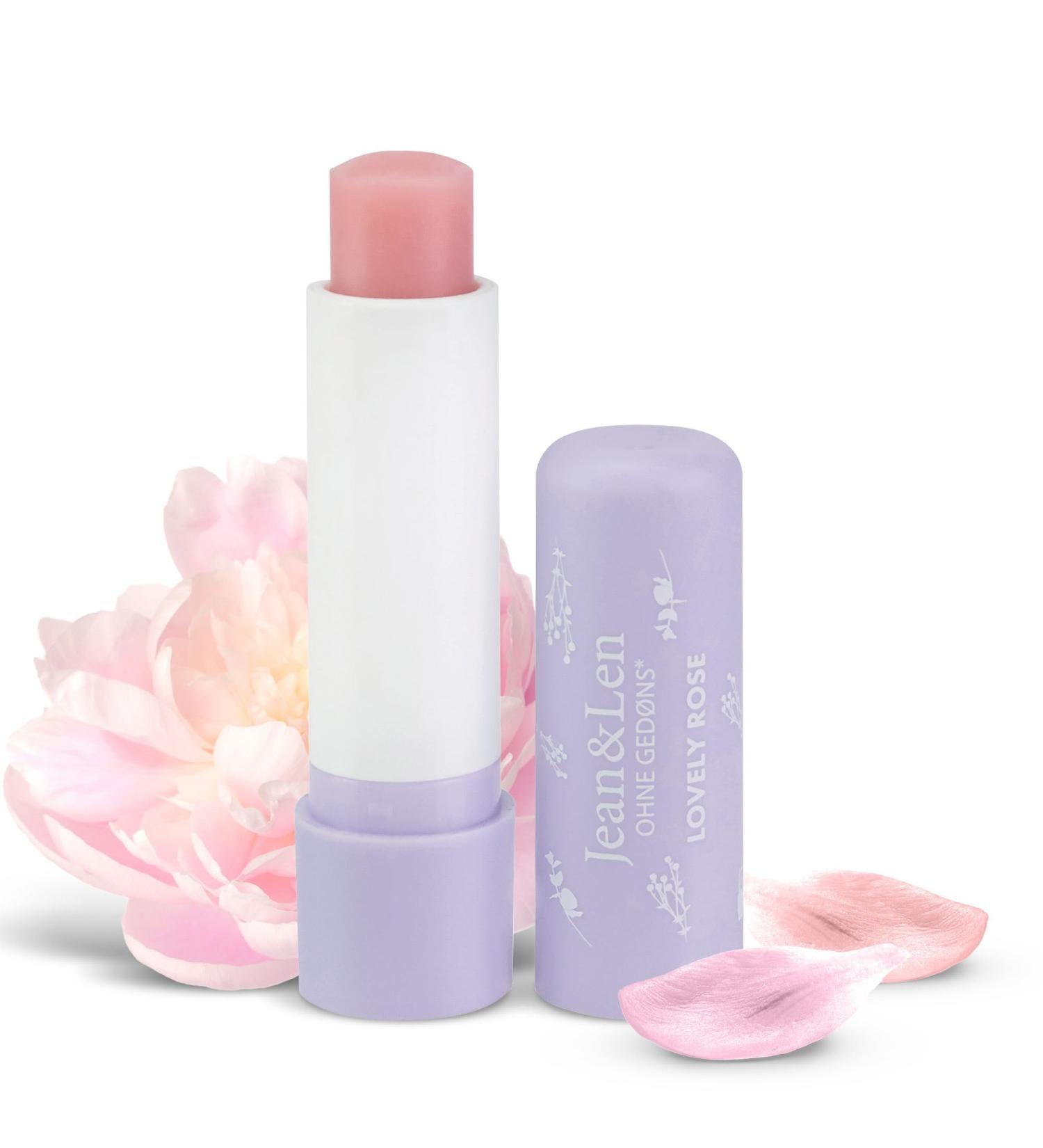 Jean & Len Intensive Care Lip Balm Vegan Lip Care with Rose Blossom Wax & Organic Argan Oil for Smooth Hydrated Lips | 4.7g - Buy Online on GoSupps.com