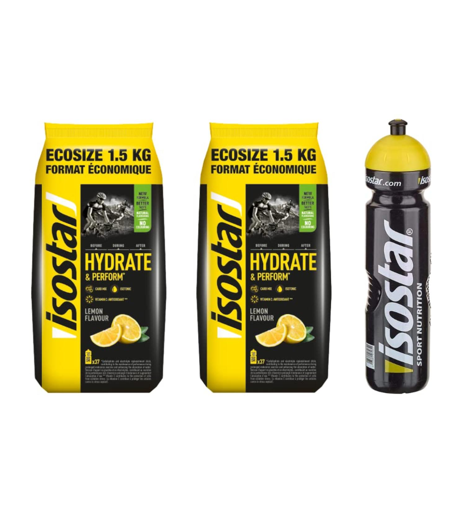 Isostar Set | Hydrate & Perform ISO Drink | Electrolyte Powder for Sports | Isotonic Beverage Powder - 3 Pack Lemon - Buy Online on GoSupps.com