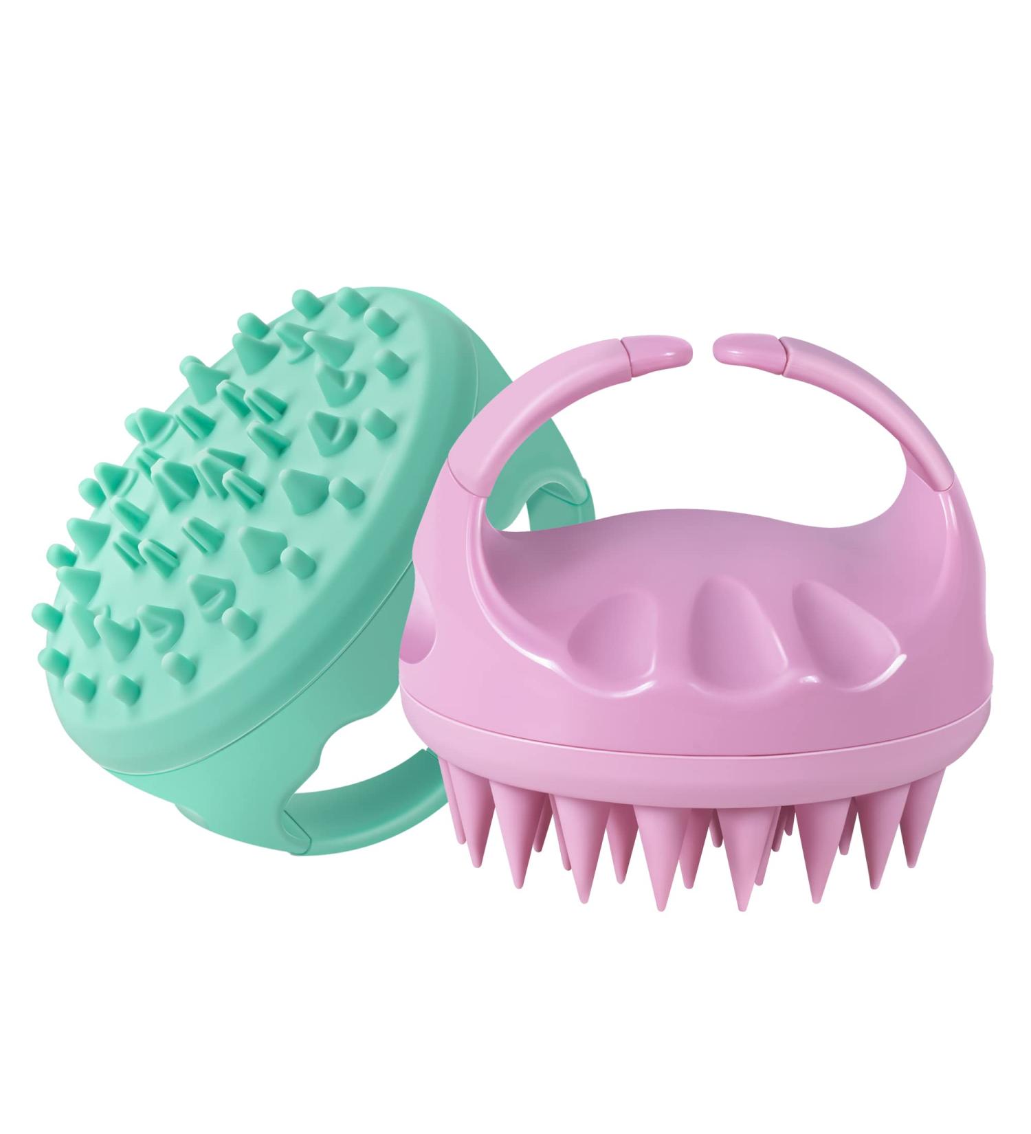 HEETA Hair Scalp Massager and Anti Cellulite Massager - Silicone Scrubber for Hair Growth and Skin Care in Pink & Green - Buy Online on GoSupps.com