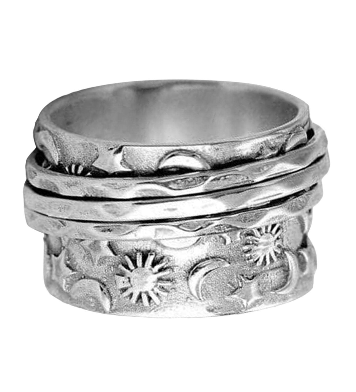 Spinner s Couple Relieving Stress Jewelry Spinner Sun and Moon | Stainless Steel Swivel Commitment Engagement Steel s for Teens Girls Znet-au - Buy Online on GoSupps.com