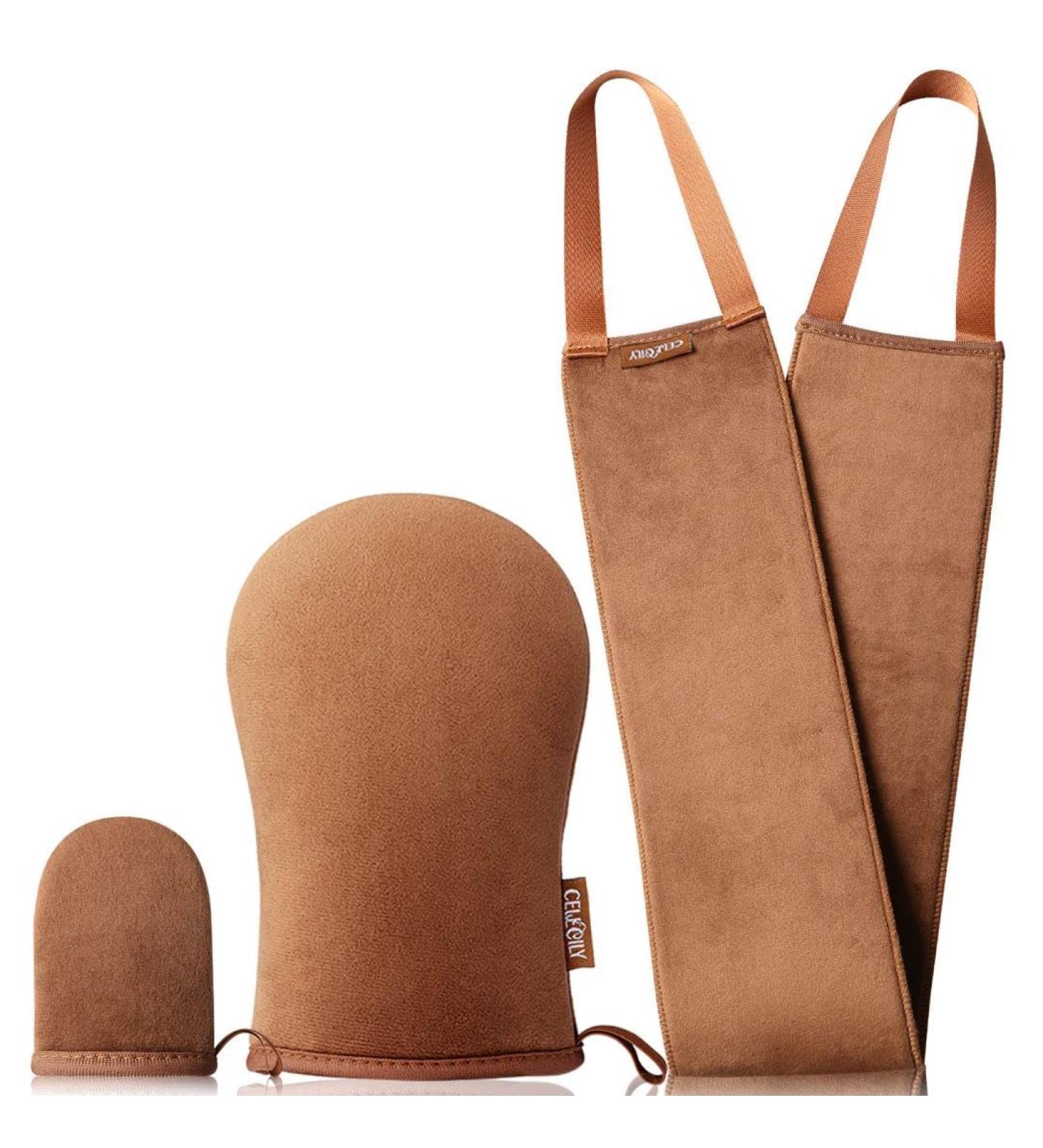 Celecily Fake Tan Mitt Applicator Set - Self Tanning Mitt with Velvet Mitten for Face and Back, Reusable Tanning Glove for Self Tanner - HU - Buy Online on GoSupps.com