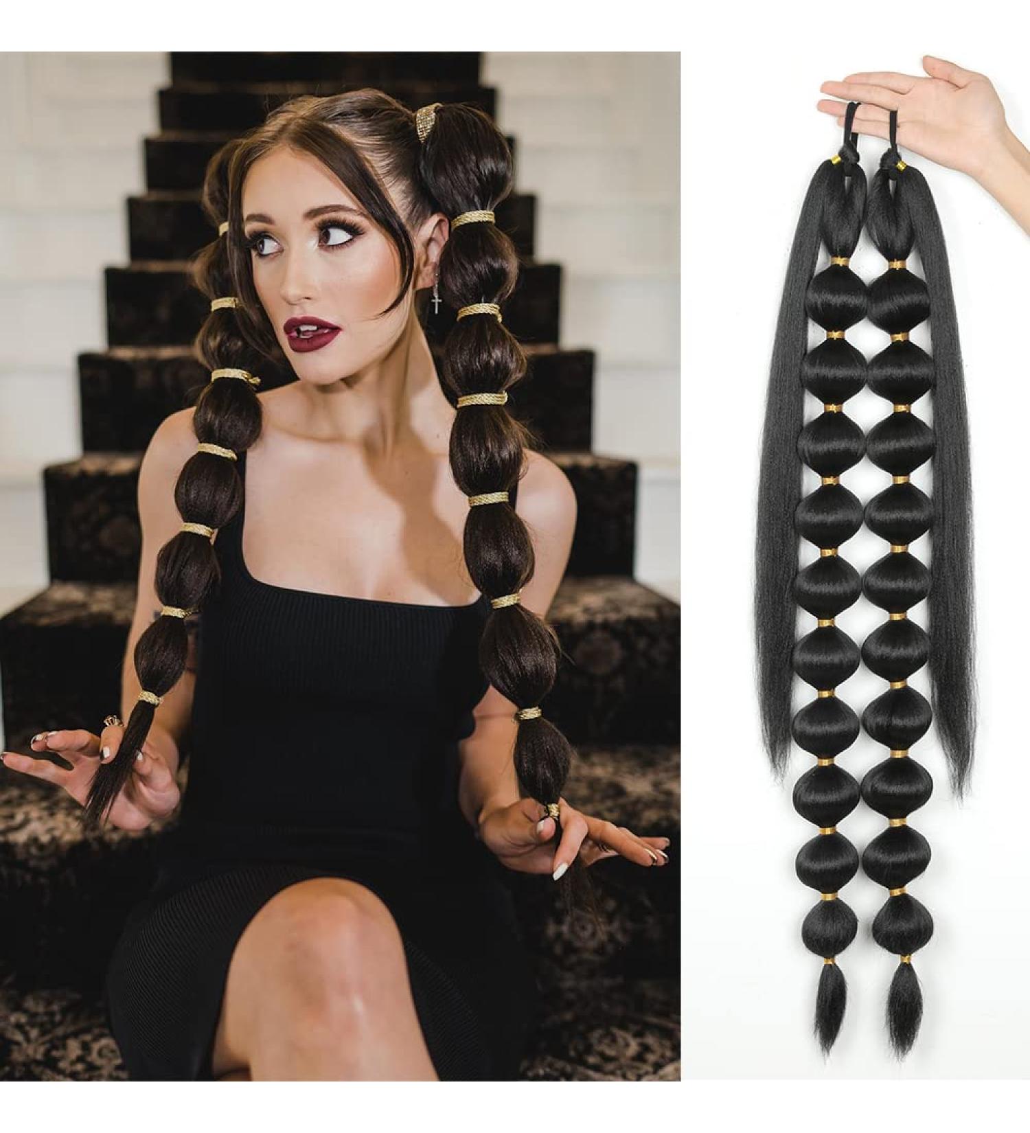 Buy 36 Inch Long Braided Bubble Ponytail Extension - 2 Packs of Natural Black Synthetic Hairpiece for Women | Soft and Stylish 36Inch 1B Hair Extension - Buy Online on GoSupps.com