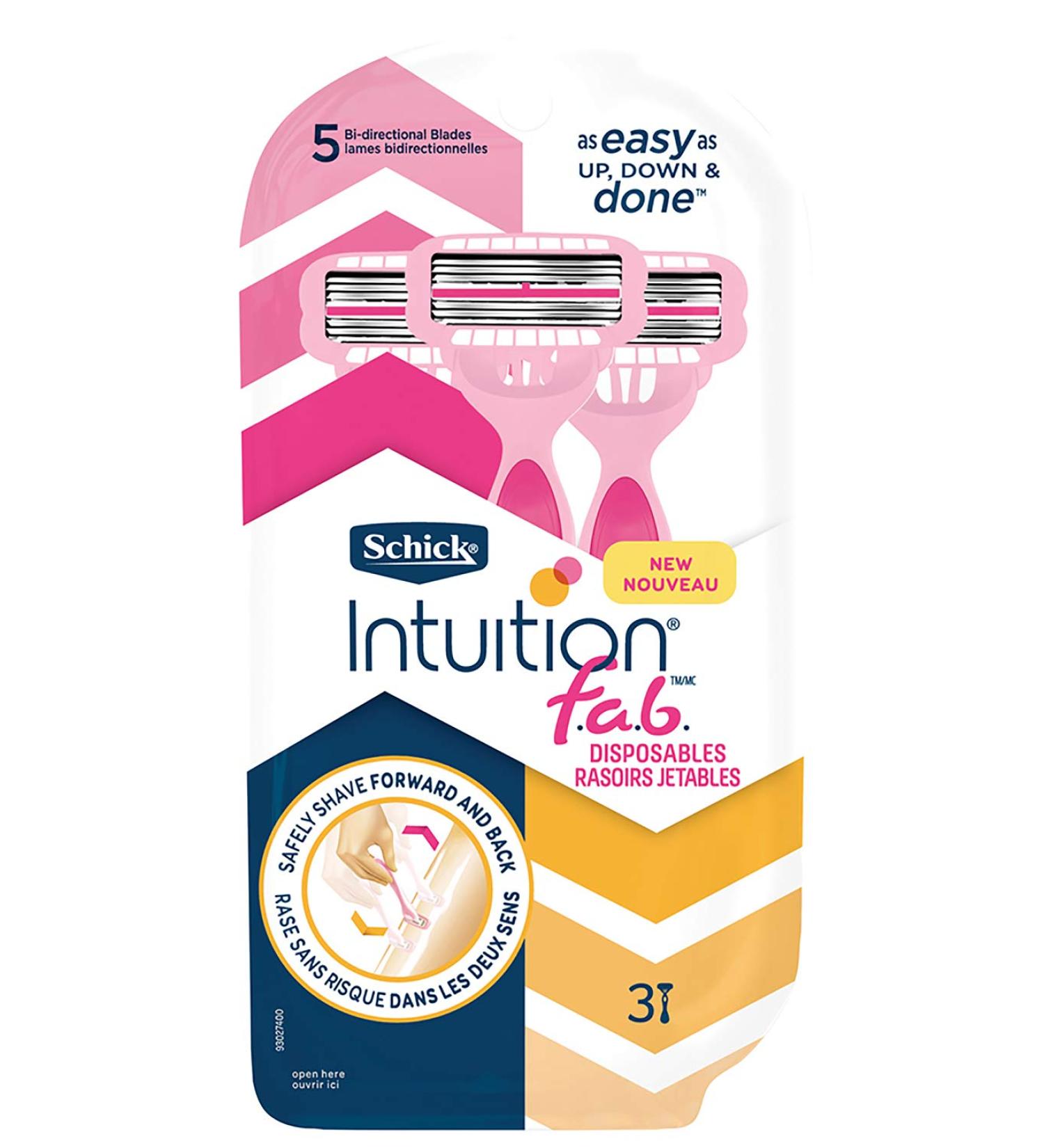 Schick Intuition f.a.b Women's Bi-Directional Disposables Razor - 3 Pack - Buy Online on GoSupps.com