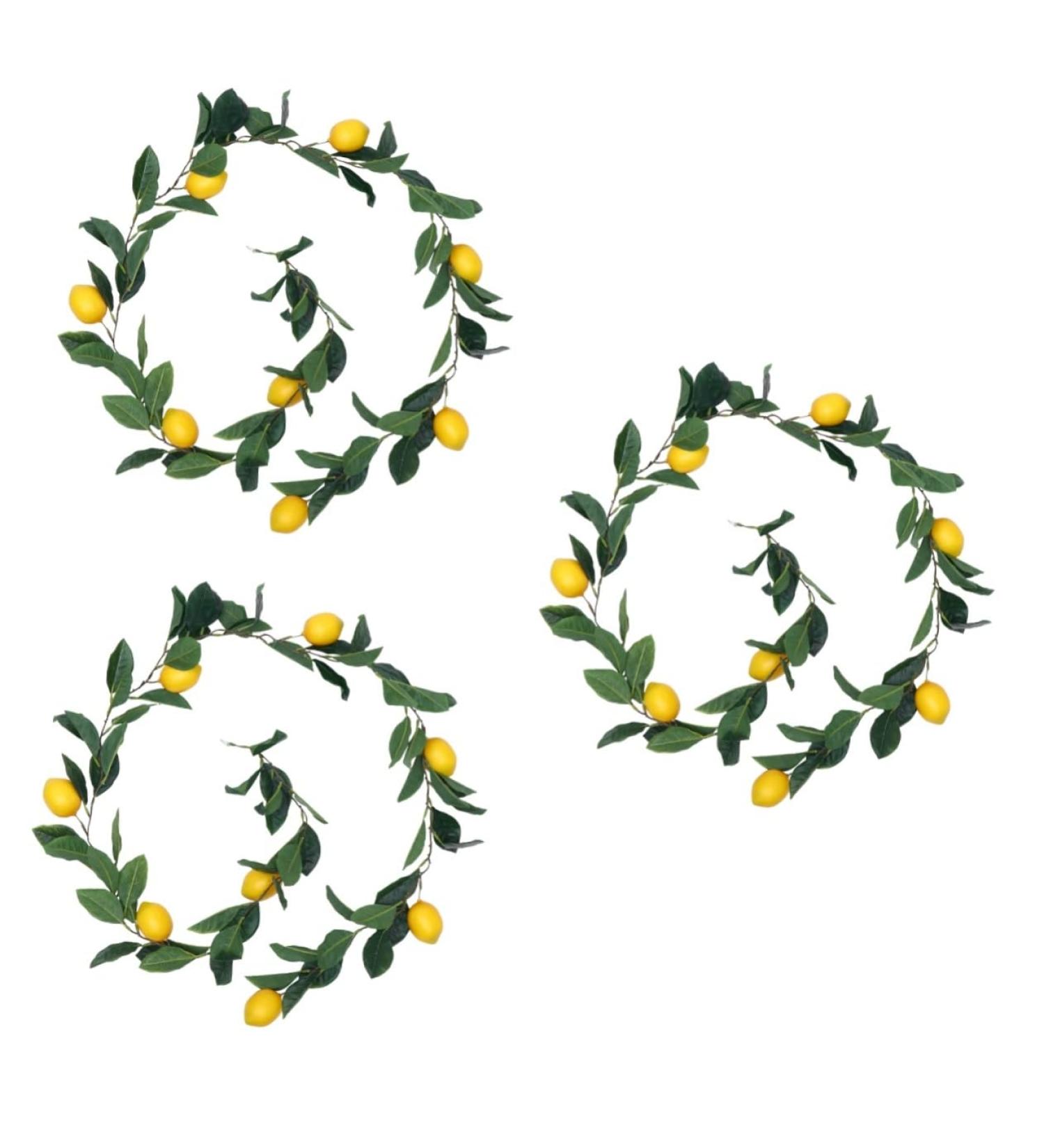 Zerodeko 3 Pcs Simulation Lemon Rattan Lemon Berry Swag Floral Decor Decorative Fruit Summer Garland for Mantle Autumn Fruit Garland Lemon Rattan Swags Fake Lemon Artificial Leaf Silk Cloth Yellowx3pcs 195x10cmx3pcs - Buy Online on GoSupps.com
