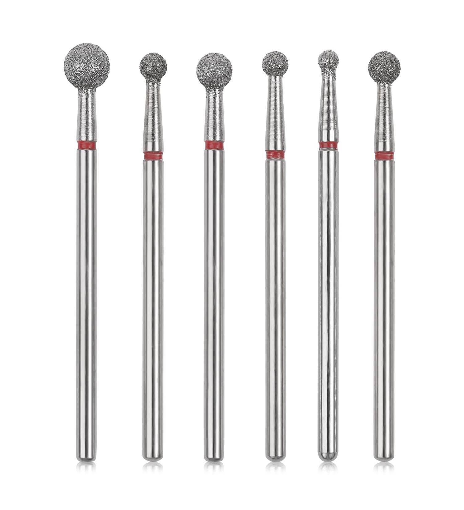 Sibba 6pcs Cuticle Drill Bit Set Flame Stainless Steel Bit with Case Manicure Pedicure Diamond Drill Polishing File Grinding Heads Tools Metal Professional Carbide Remover Bits Acrylic Gel Nails Round 6pcs Round End - Buy Online on GoSupps.com