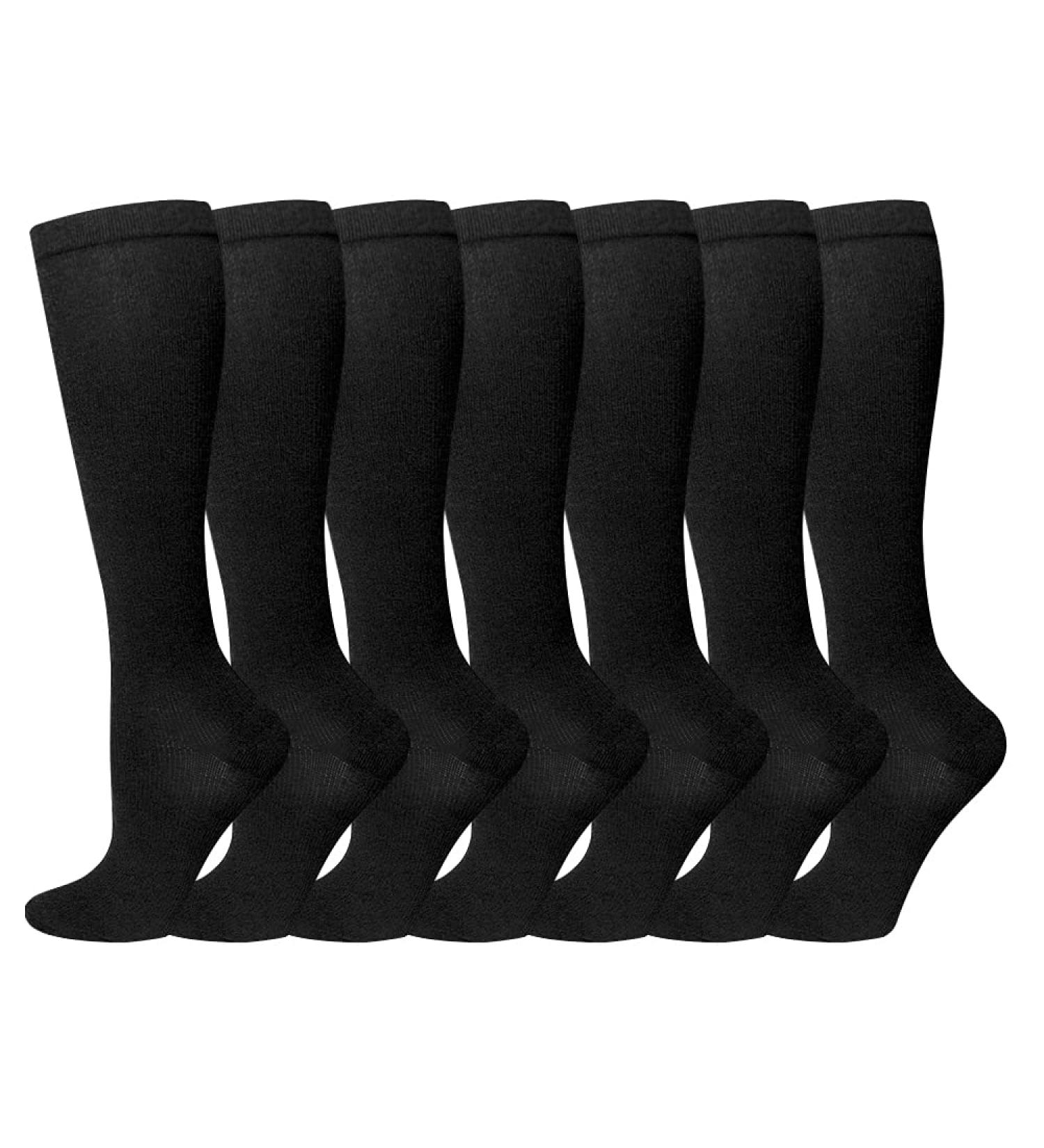 7 Pairs Medical Compression Socks 15-20mmHg for Women and Men - Support for Varicose Veins, Running, Cycling, Travel - Black - L-XL - Buy Online on GoSupps.com