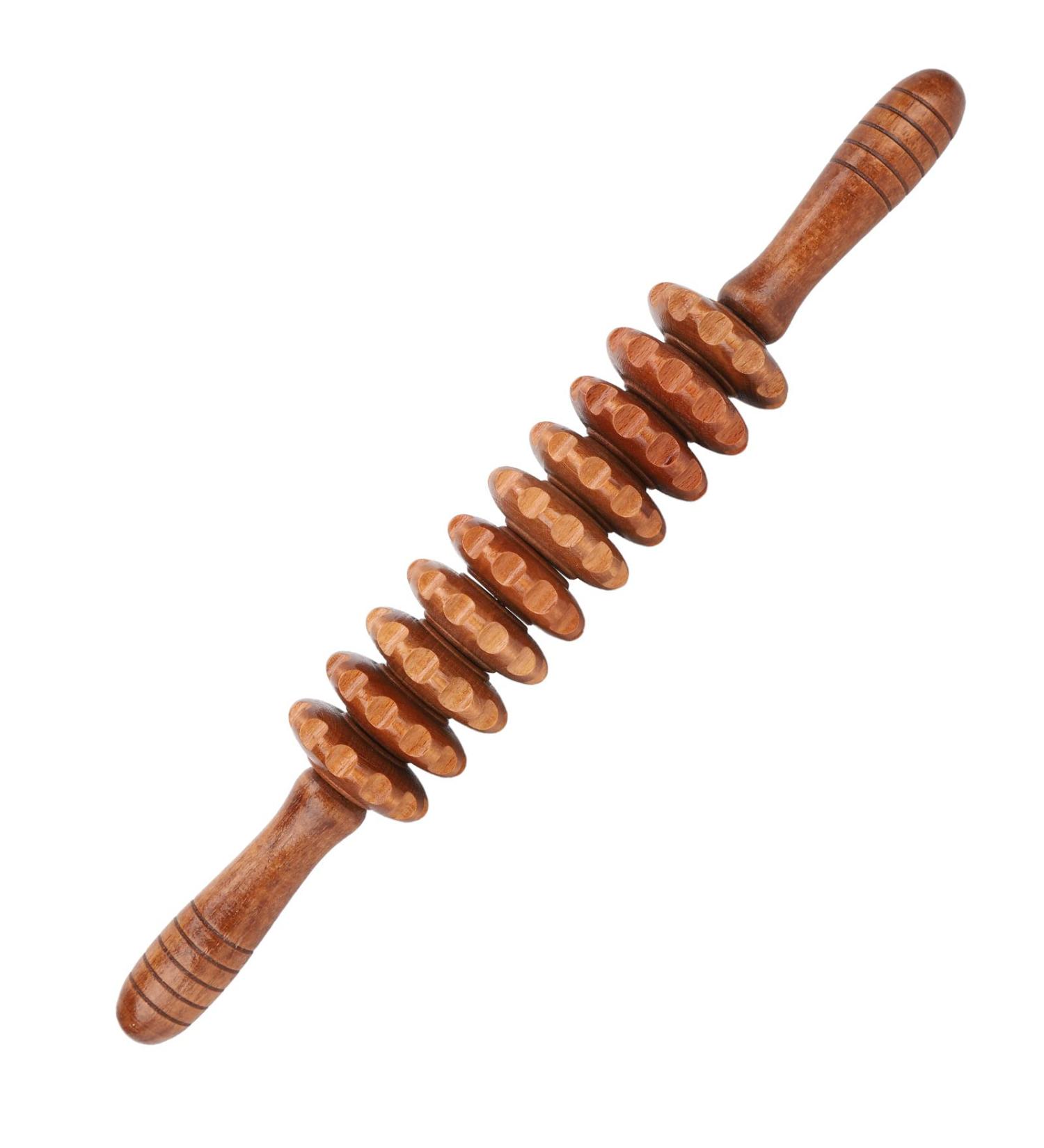 Jiawu Wooden Manual Fascia Massage Roller - Handheld Body Massager for Cellulite Relief Wound Recovery & Muscle Tension Reduction - Buy Online on GoSupps.com