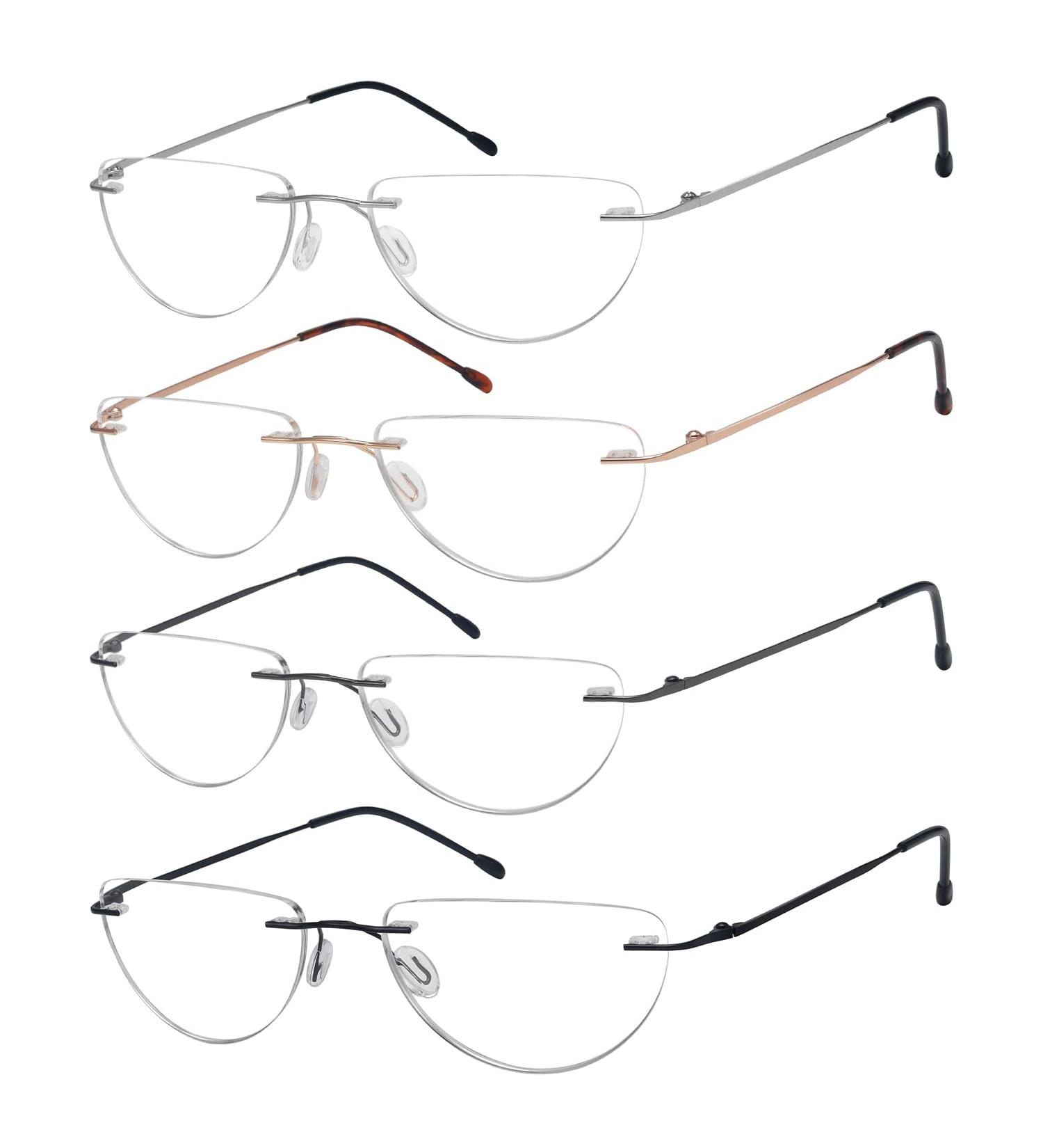 Eyekepper 4 Pack Rimless Reading Glasses - Lightweight Half Moon Readers for Men & Women +2.25 - Stylish and Comfortable - Buy Online on GoSupps.com