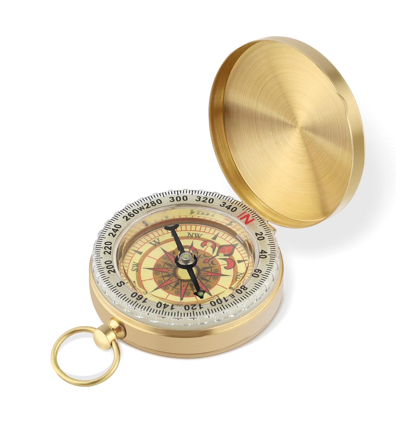 Buy Compass Outdoor 48x13mm - Durable Pocket Compass for Hiking Kids & Adults - Gold Clamshell Design - Buy Online on GoSupps.com