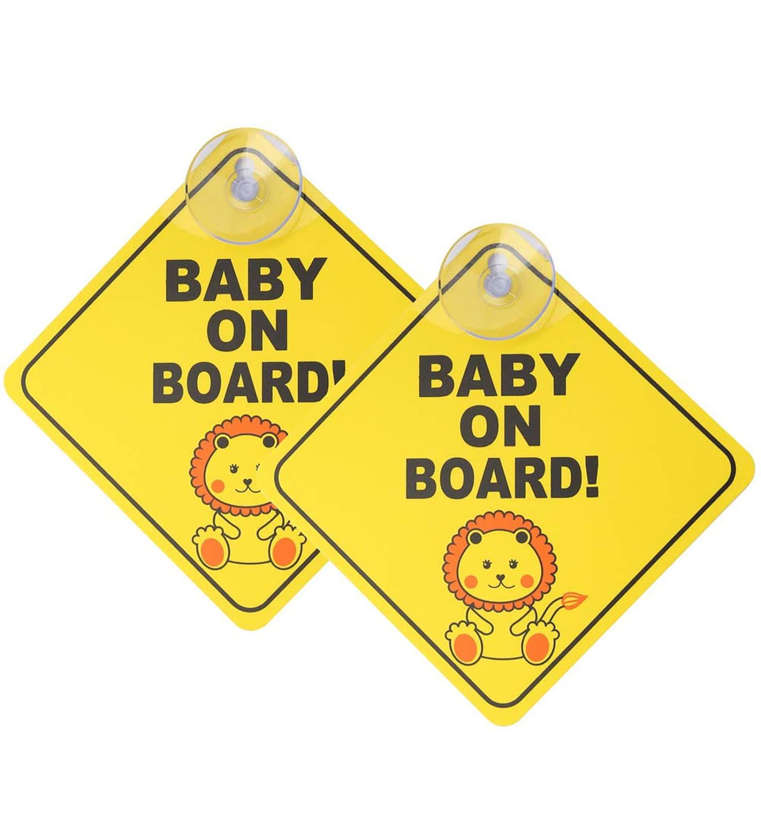 Hredzeo Car Sticker for Children - 2 PCS Waterproof Baby Character Safety Warning Stickers with Suction Cup | Bright Yellow Child Safety Signs - Buy Online on GoSupps.com