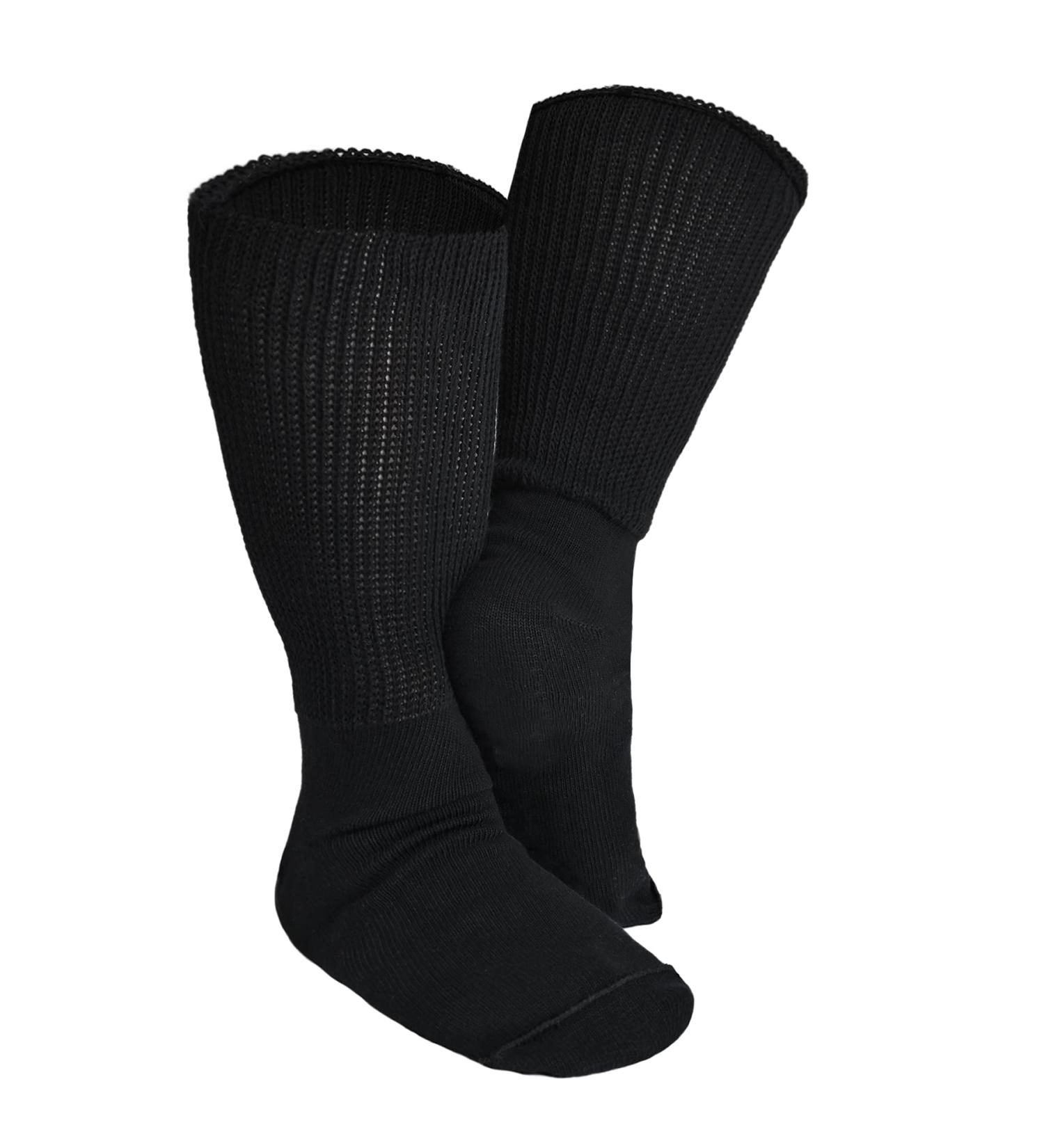 2 Pack Extra Wide Calf Length Socks for Swollen Feet and Legs - Ideal for Edema, Lymphedema, Bariatric, Diabetic Relief - Men and Women (Black) - Buy Online on GoSupps.com