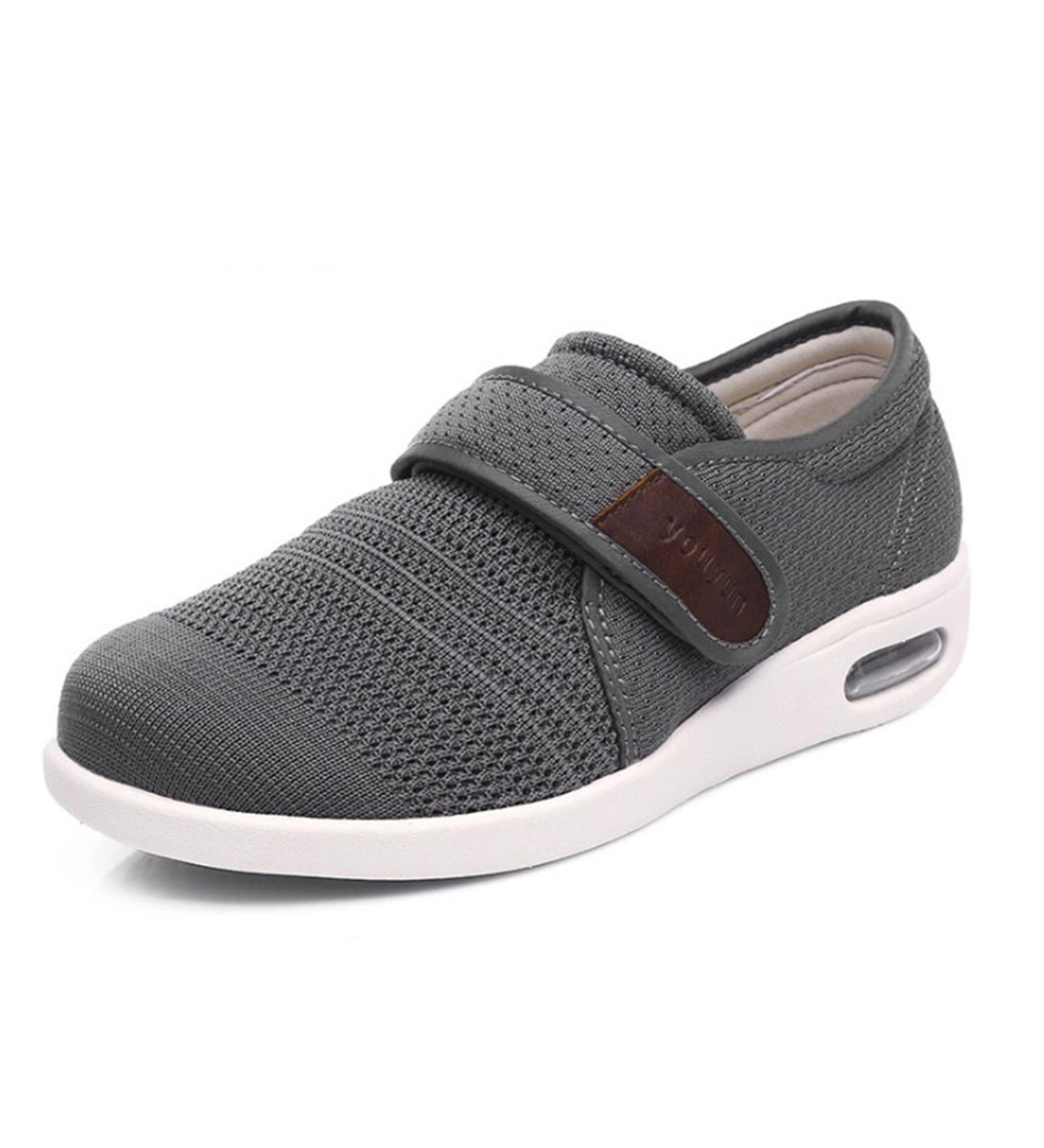 Adjustable Mens Diabetic Slippers | Wide Indoor Outdoor Sandals | Non-Slip | Large Size | for Elderly Swollen Feet Plantar Fasciitis | Grey 26cm - Buy Online on GoSupps.com
