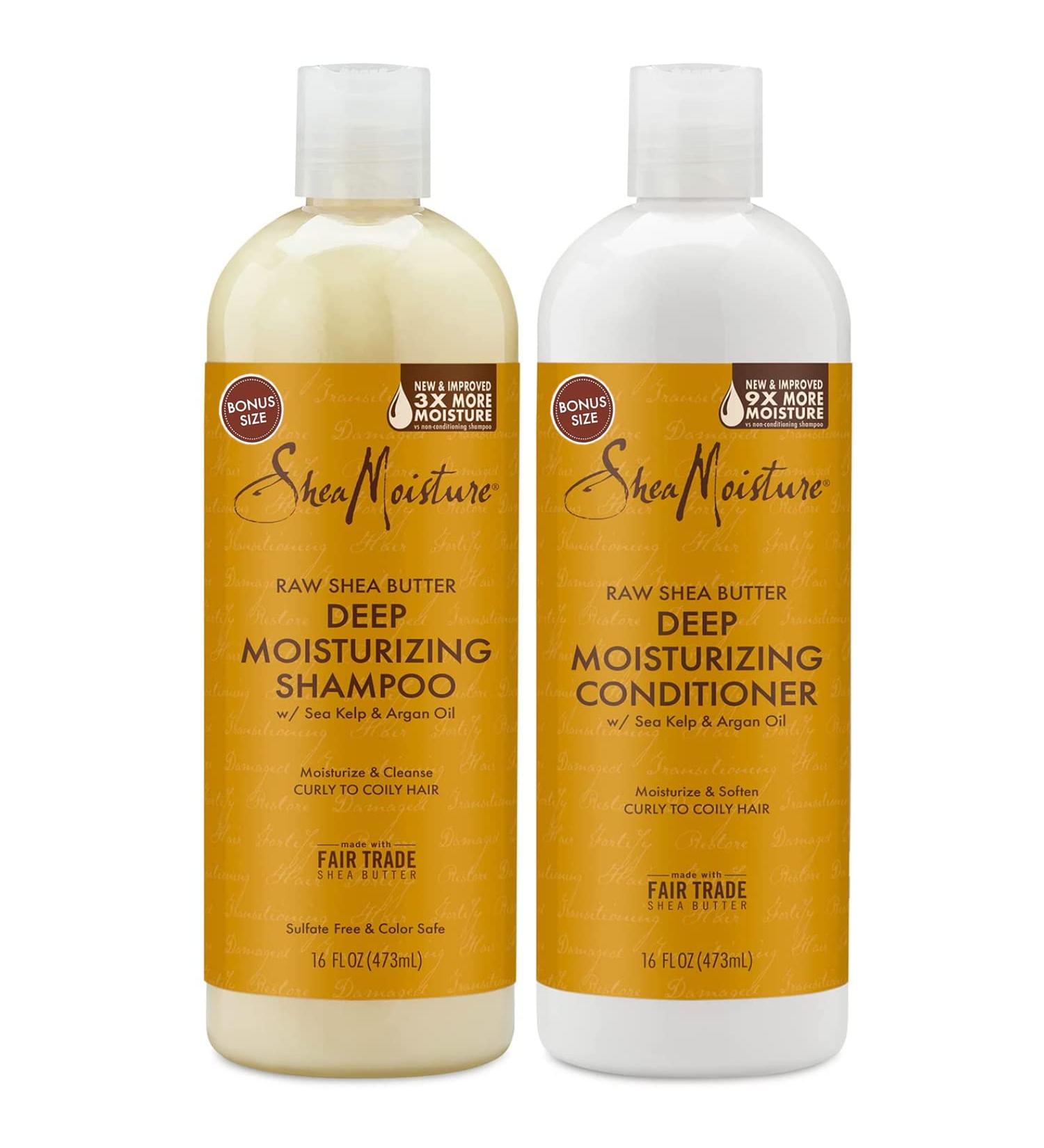 Shea Moisture Raw Shea Butter Shampoo & Conditioner Set - Deep Moisturizing with Sea Kelp & Argan Oil - Sulfate & Silicone Free - Curly Hair Products - 16 Fl. Oz. Each - Buy Online on GoSupps.com