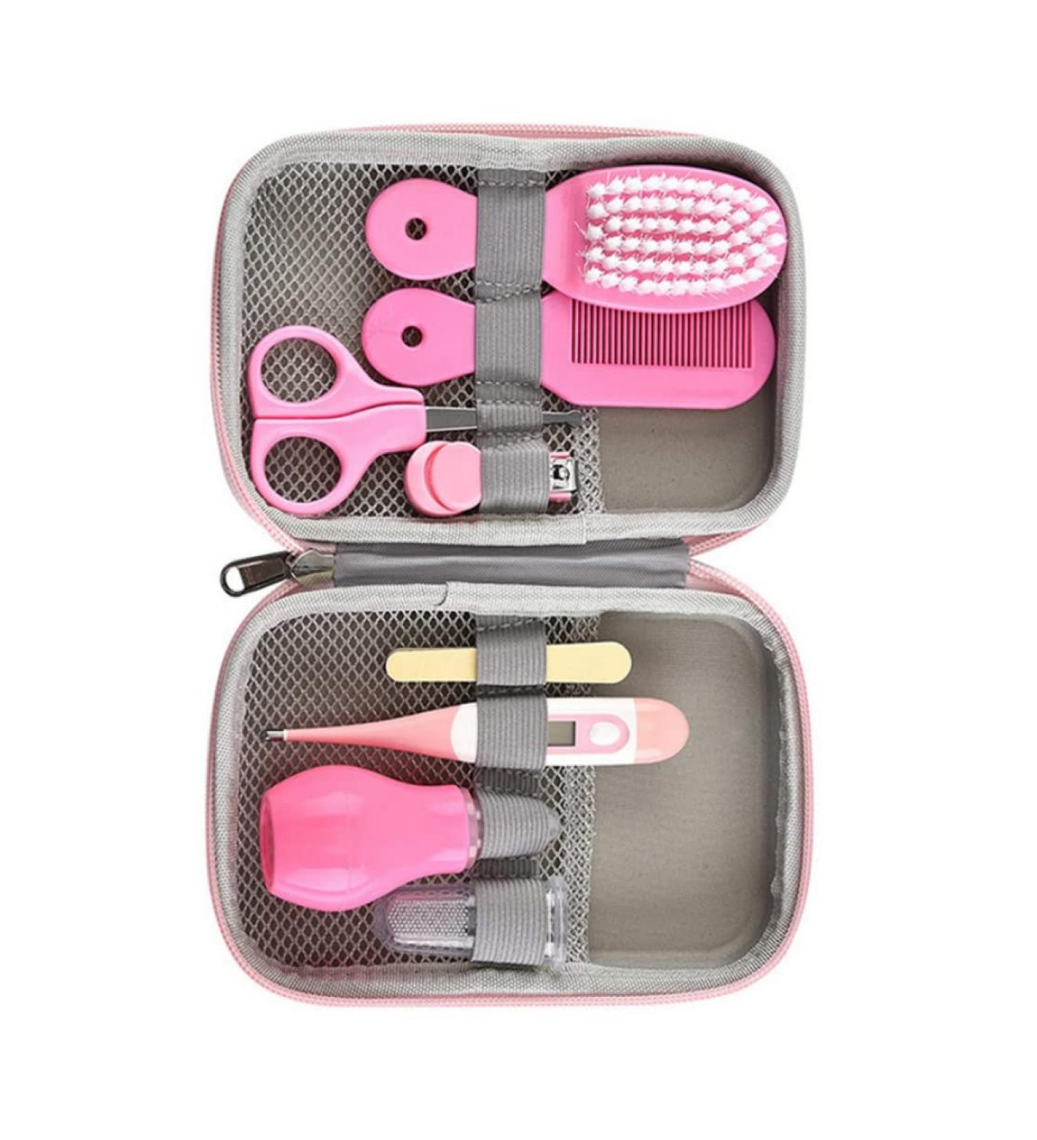 Nirelief Baby Grooming Kit - Newborn Care Set with Thermometer & Storage Case - Pink 8pcs - Buy Online on GoSupps.com