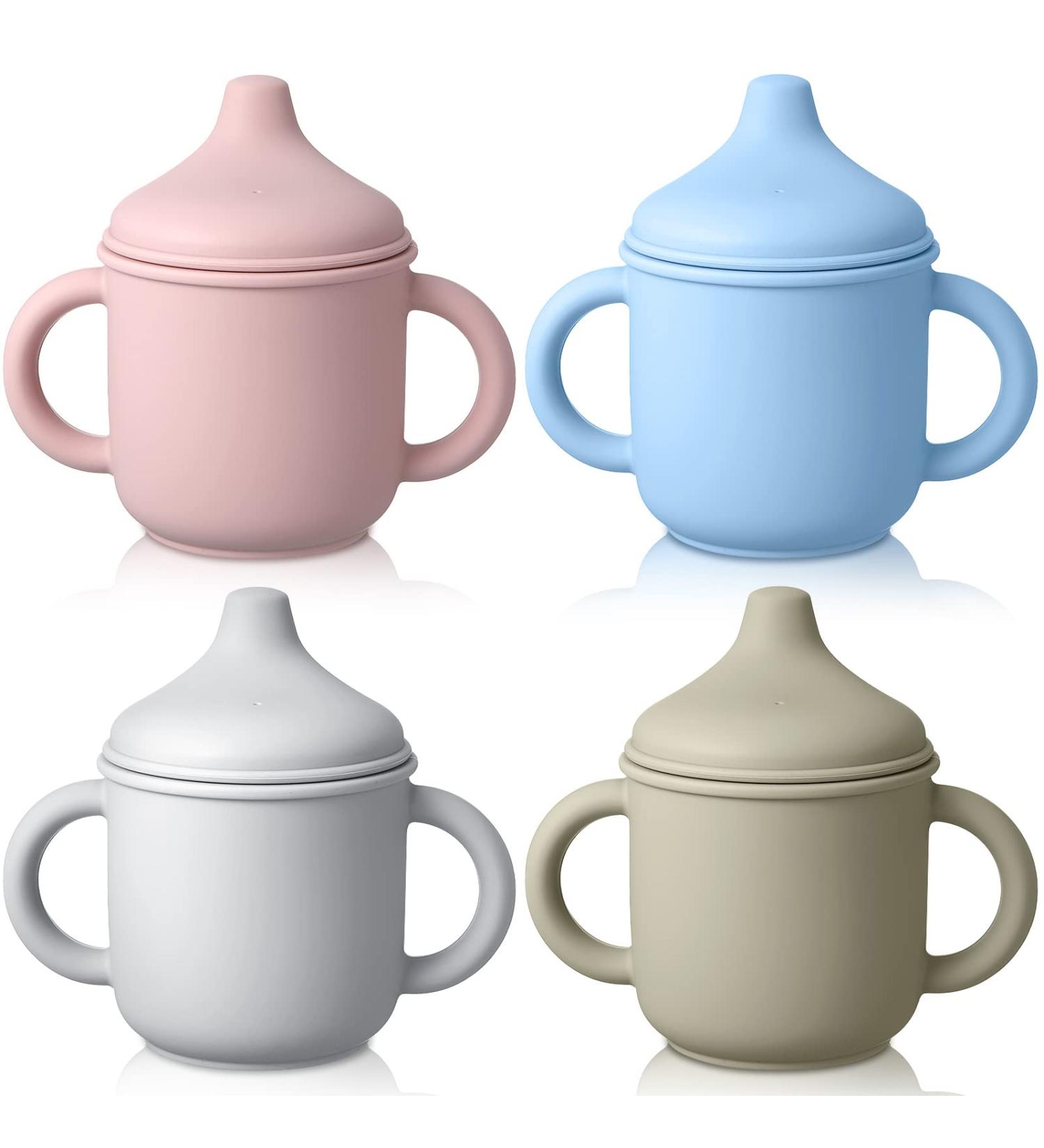 Mimorou 4-Piece Silicone Sippy Cup Set | No Spill Soft Spout Cups for 6-Month-Olds | Dishwasher & Microwave Safe | 5 oz/150ml - Buy Online on GoSupps.com