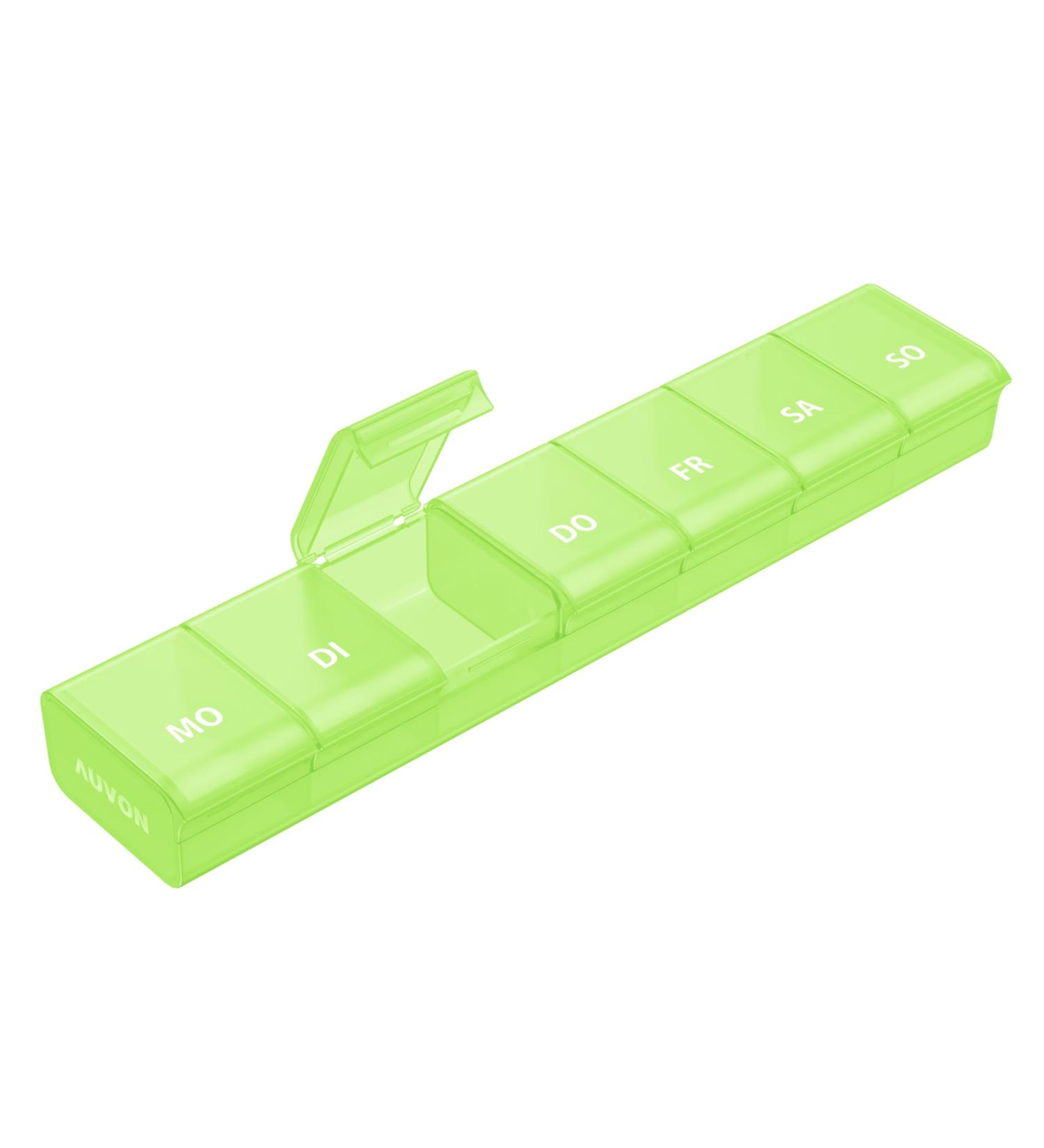 AUVON 7-Day Pill Box | BPA-Free Medication Organizer | Portable Weekly Pill Dispenser for Vitamins & Fish Oil (Green) - Buy Online on GoSupps.com