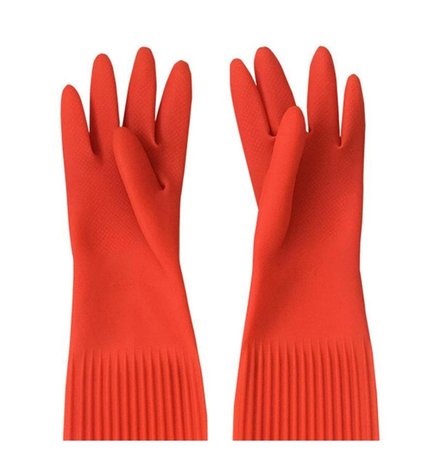 Home Long Rubber Gloves for Kitchen Dishwashing Waterproof Washing Latex Gloves Red Cleaning Washing Bowls Gloves Tools Rojo - Buy Online on GoSupps.com