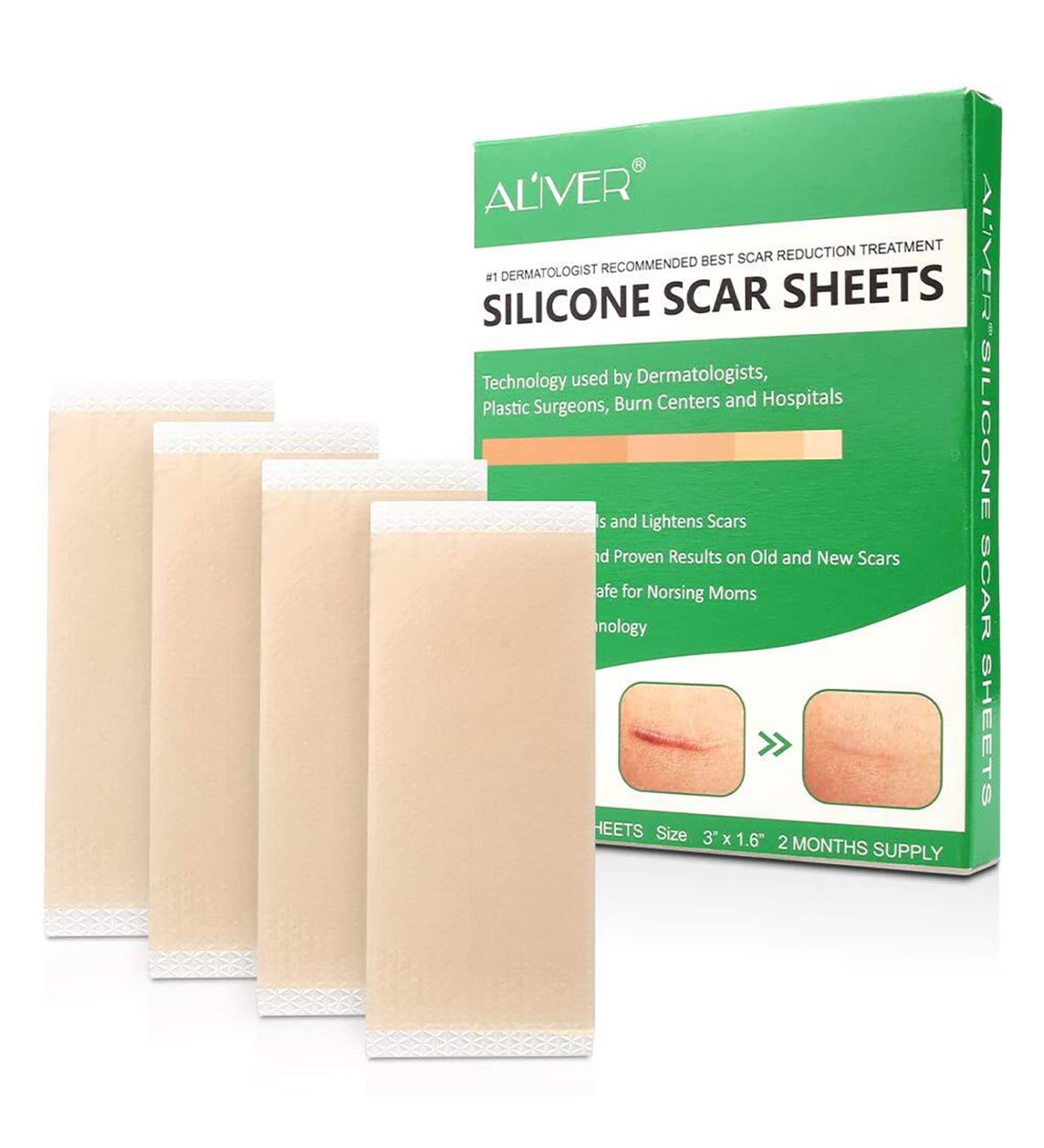 Silicone Scar Sheets for C-Section Surgery, Burns, Keloids, Acne & More - 4 Reusable Strips - 2 Months Supply - Buy Online on GoSupps.com