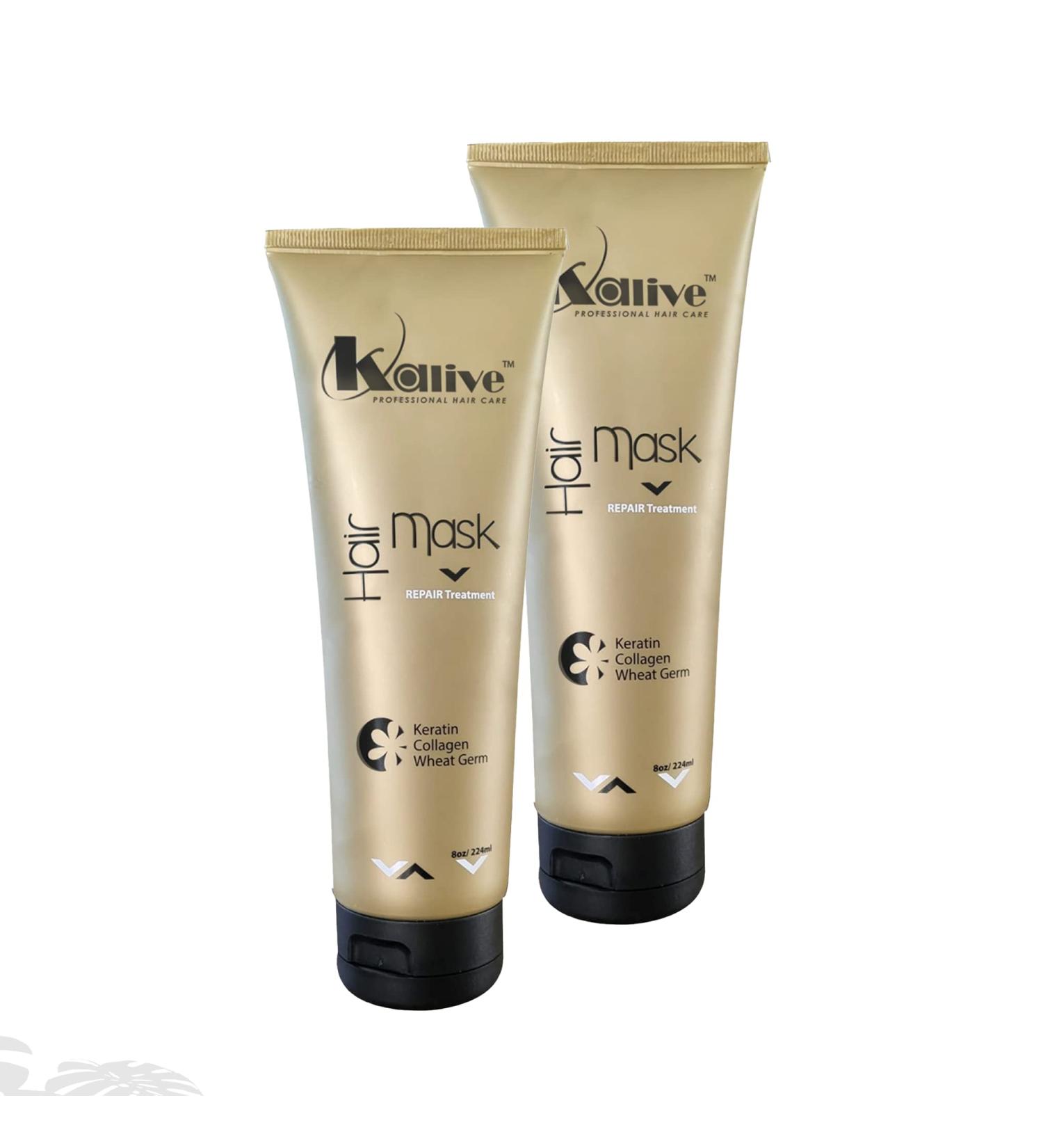 KALIVE Hair Mask 8 oz - Hydrating Keratin Collagen Treatment for Dry Damaged Hair (Pack of 2) - Buy Online on GoSupps.com