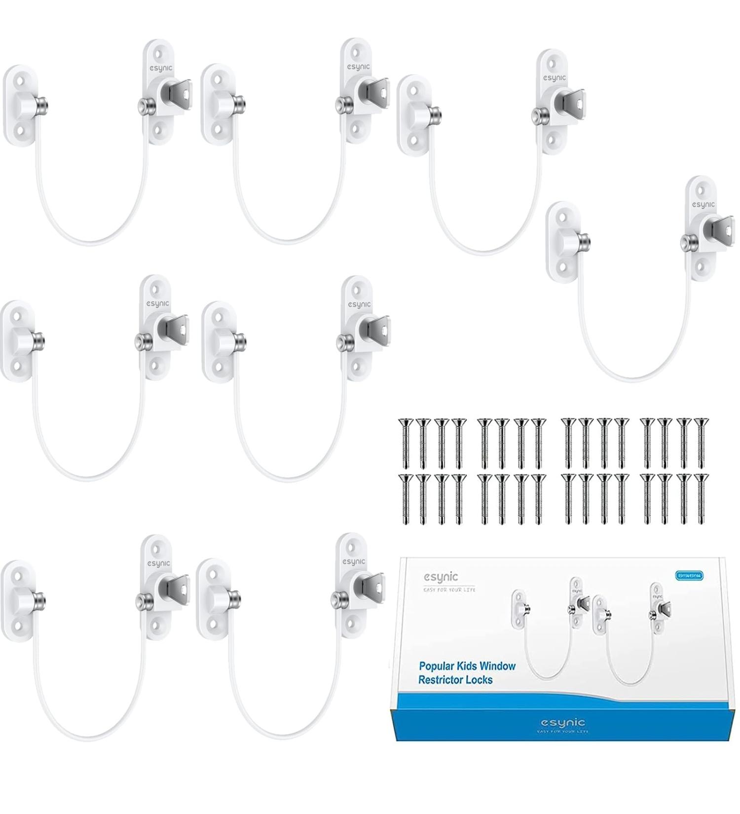 eSynic Window Restrictor 8Pcs Set - Child Safety Locks for Upvc Windows | White, Durable & Reliable with Screws&Keys - Buy Online on GoSupps.com